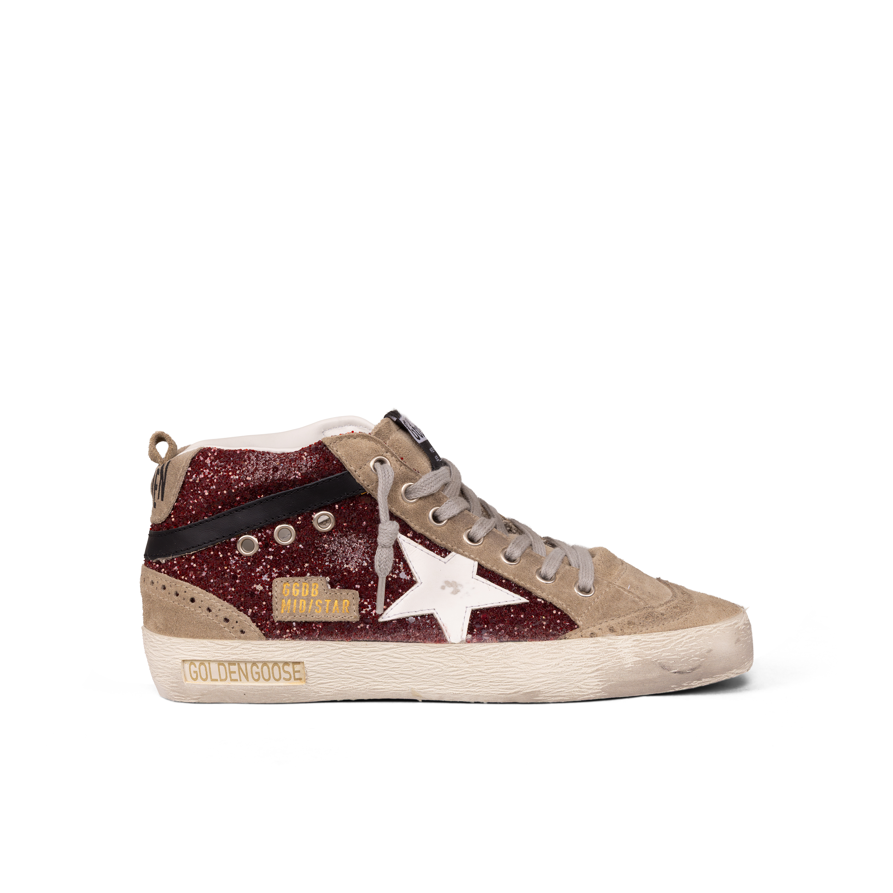 Sneakers Bordeaux Golden Goose Mid Star Glitter