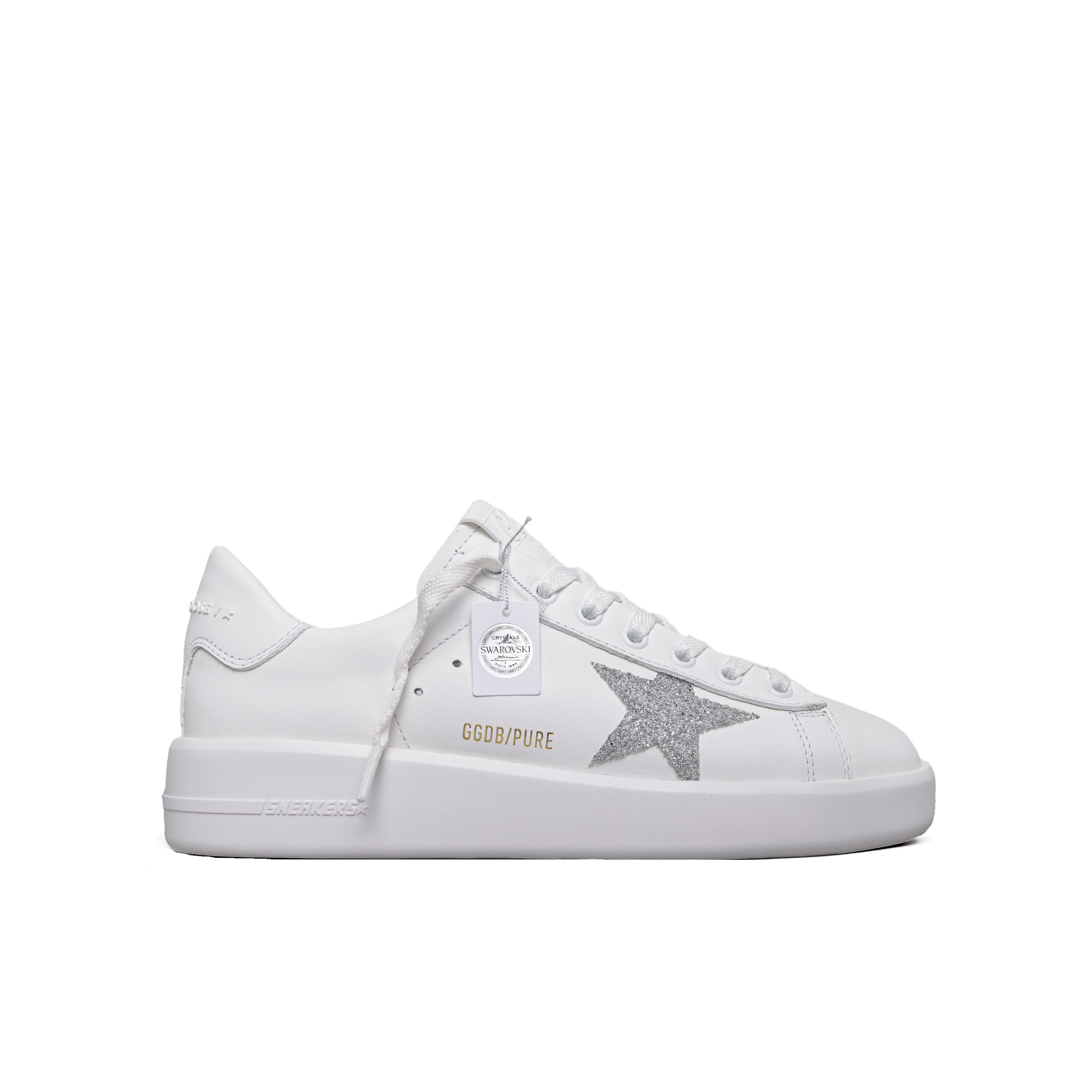 Sneaker White Golden Goose Pure Star Heel Crystal