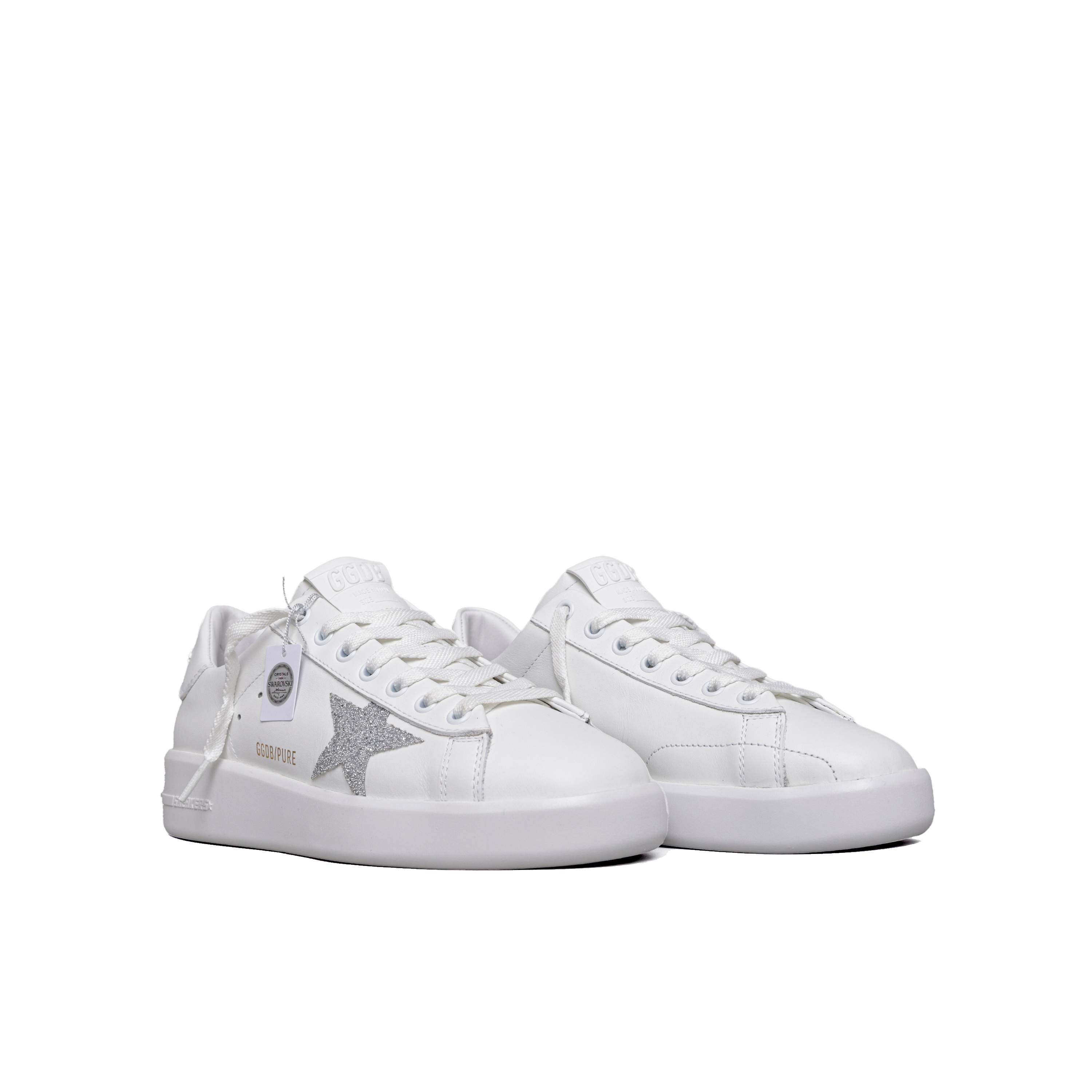 Sneaker White Golden Goose Pure Star Heel Crystal