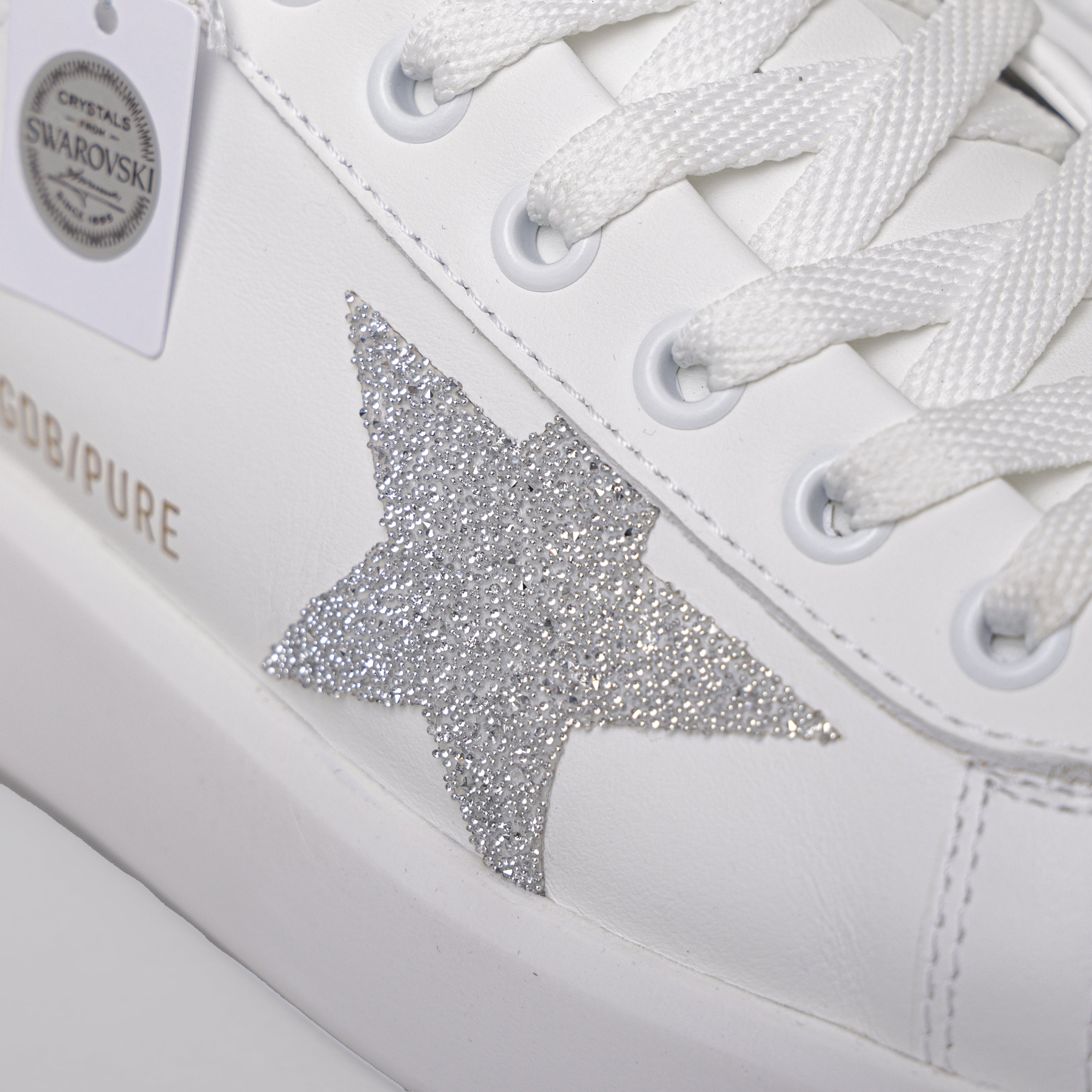 Sneaker White Golden Goose Pure Star Heel Crystal