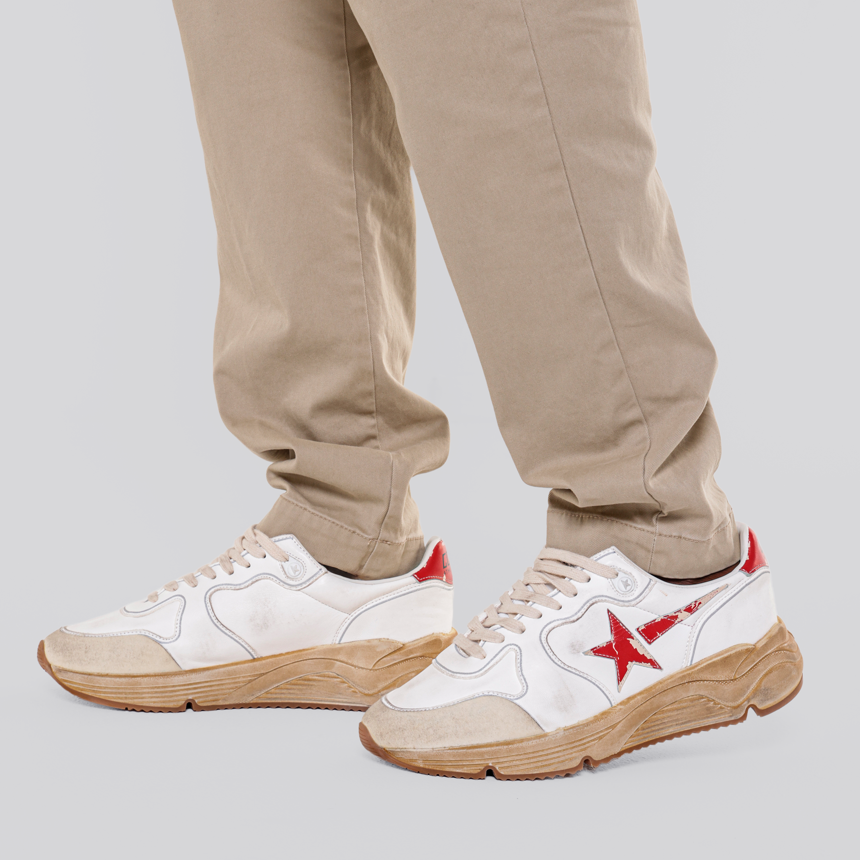 Sneakers Blancos Rojo Golden Goose Running Sole Vintage