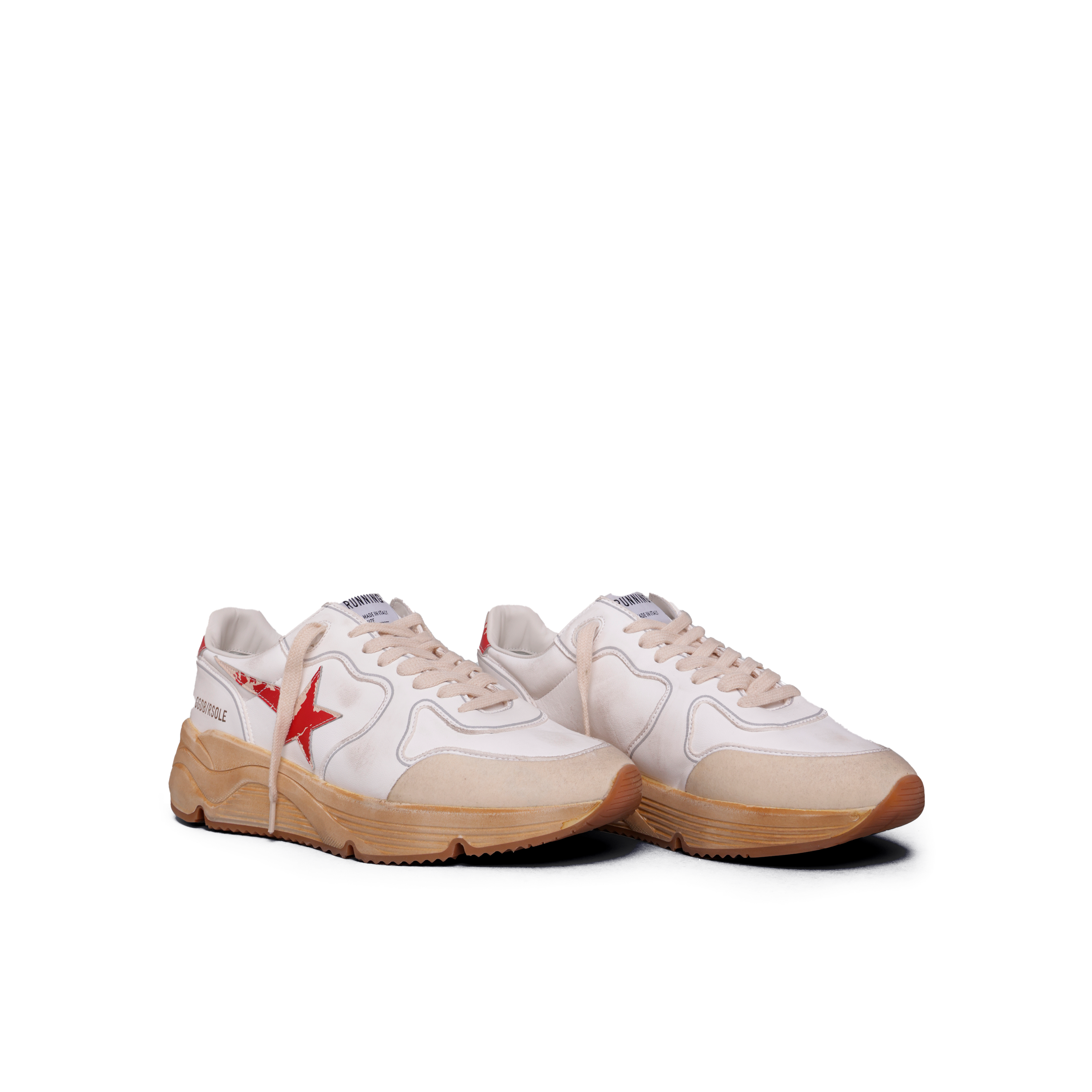 Sneakers Blancos Rojo Golden Goose Running Sole Vintage