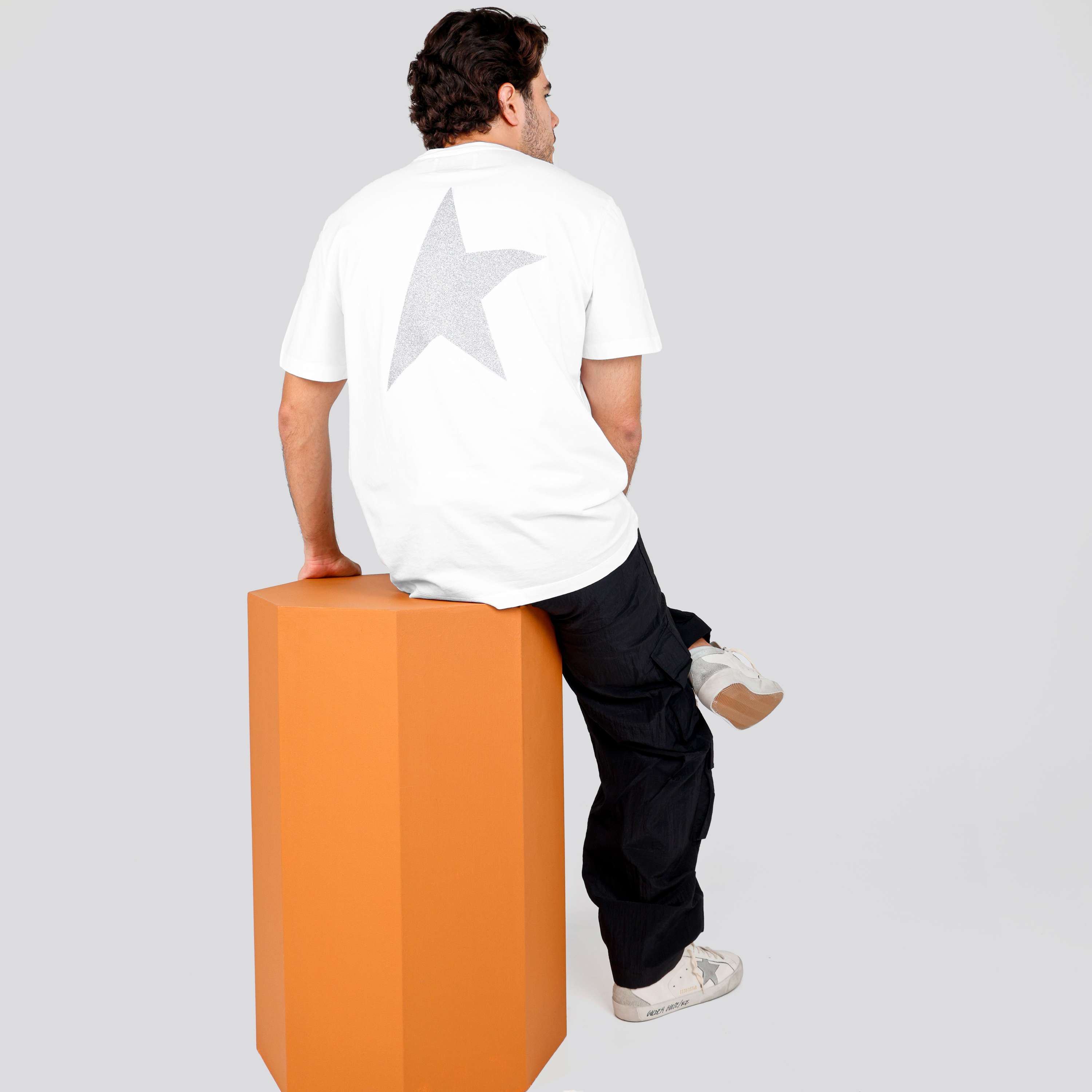 Camiseta Blanca Golden Goose Star Glittered