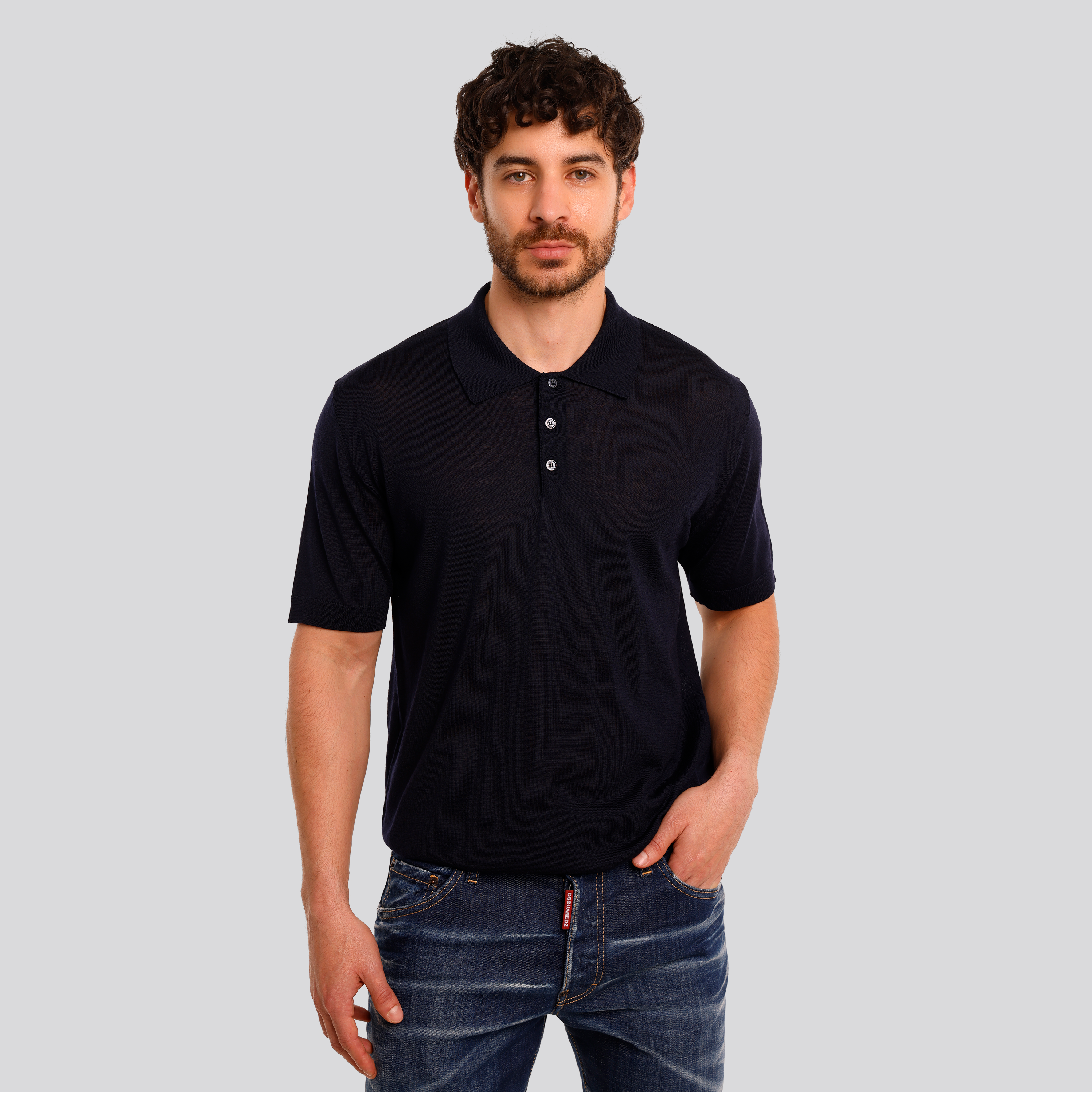 Camiseta Tipo Polo Negra Golden Goose Merino