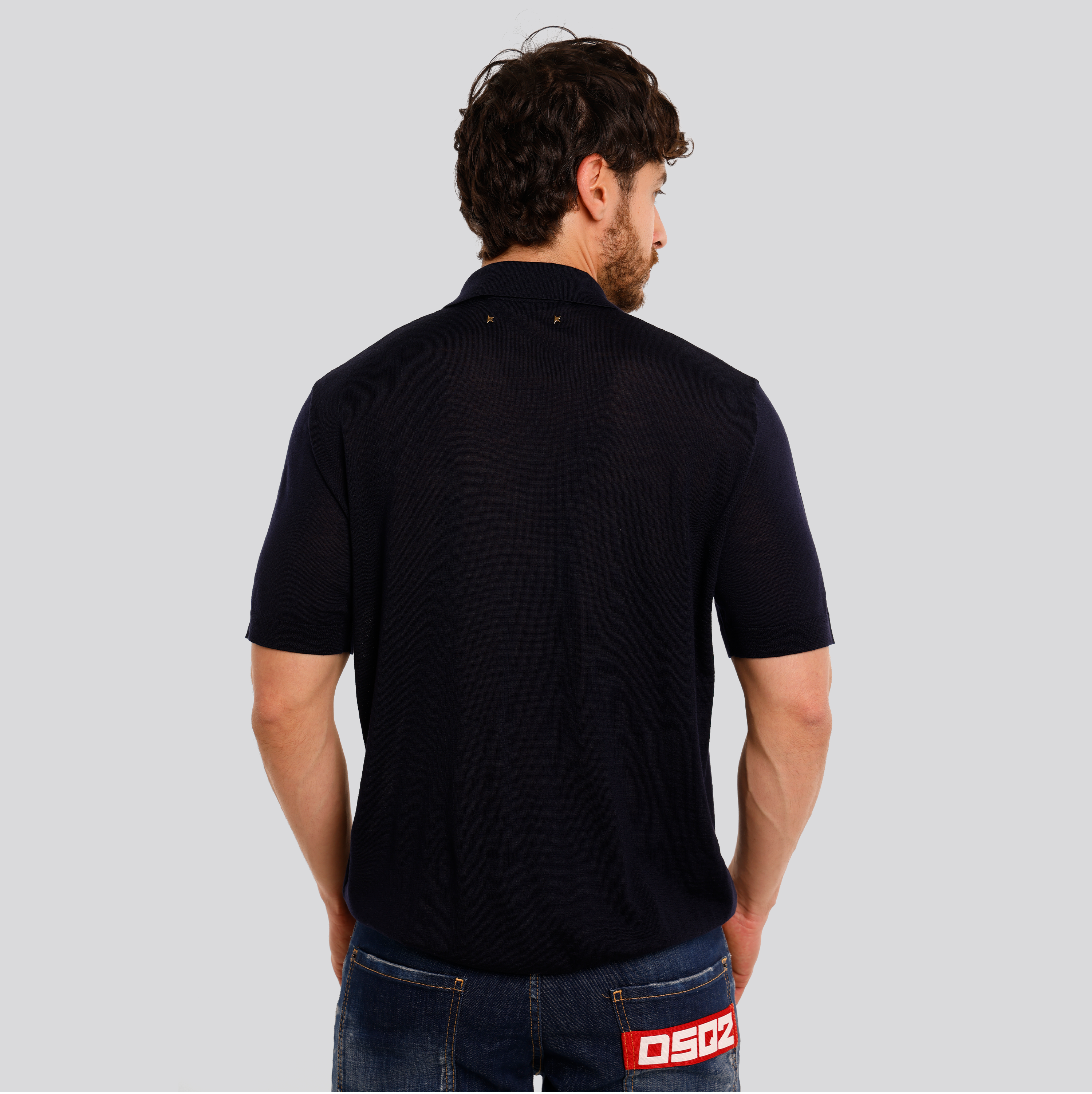 Camiseta Tipo Polo Negra Golden Goose Merino