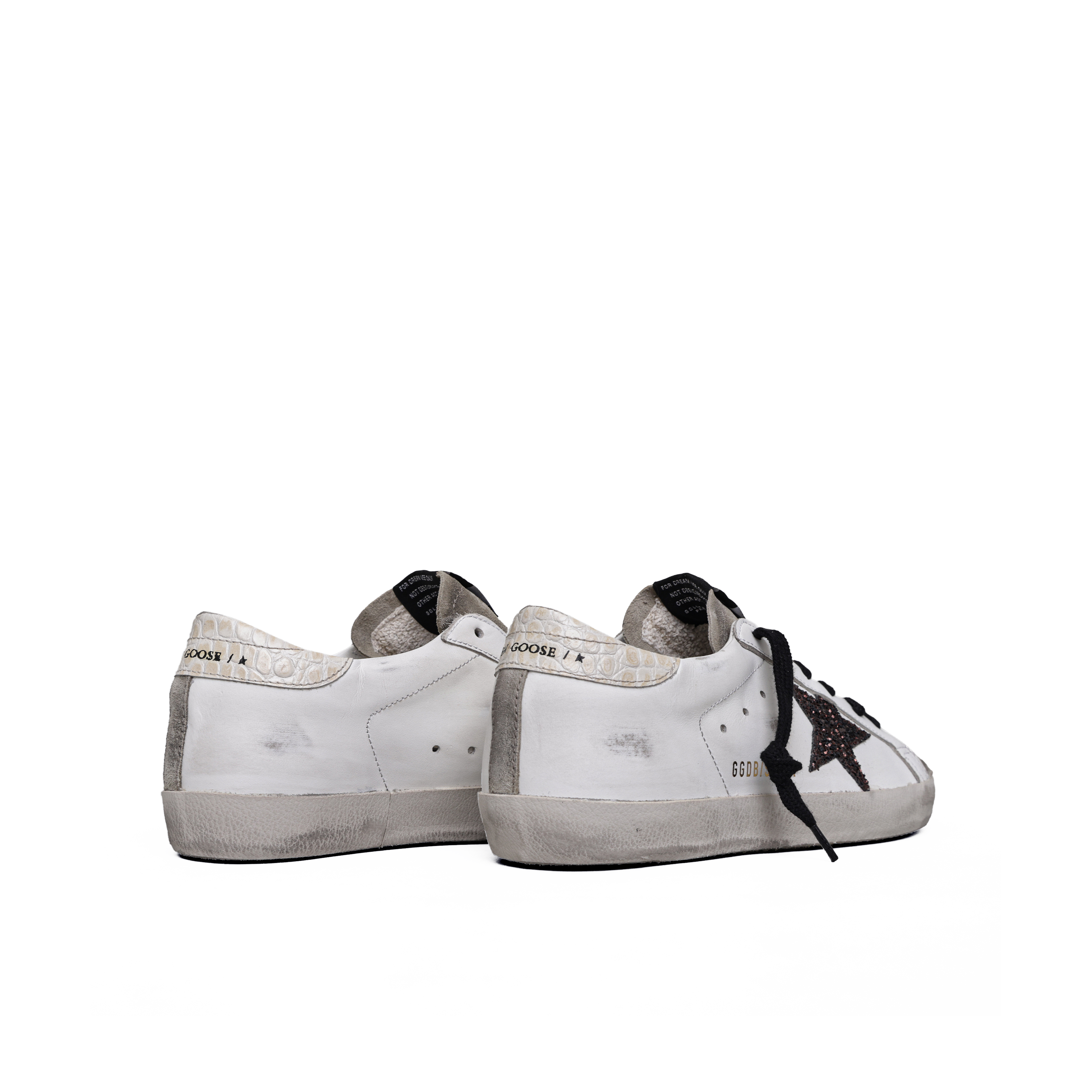 Sneaker White Taupe Golden Goose Super-Star Cocco Print