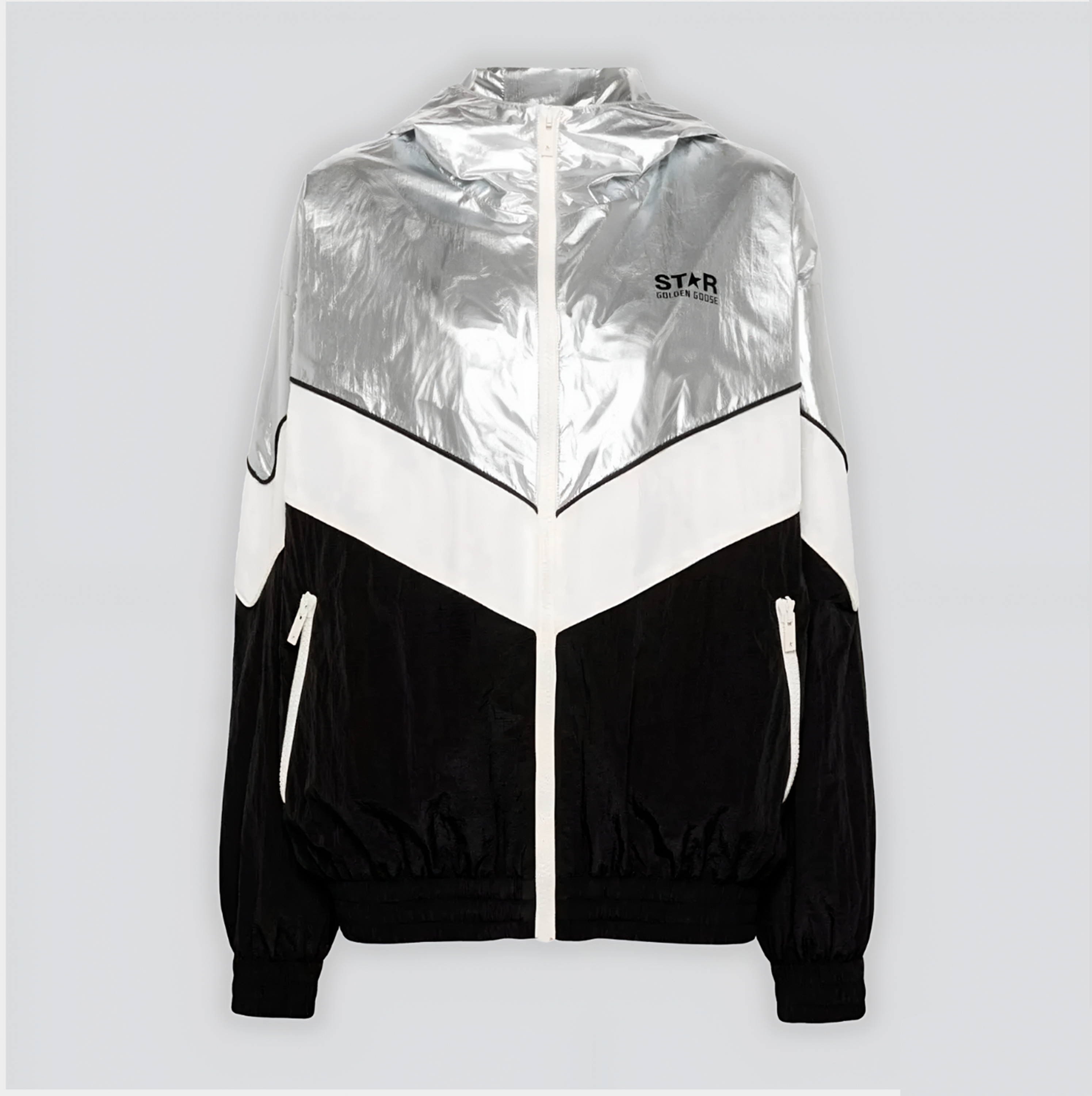 Chaqueta Negra Golden Goose Plateado Windbeaker