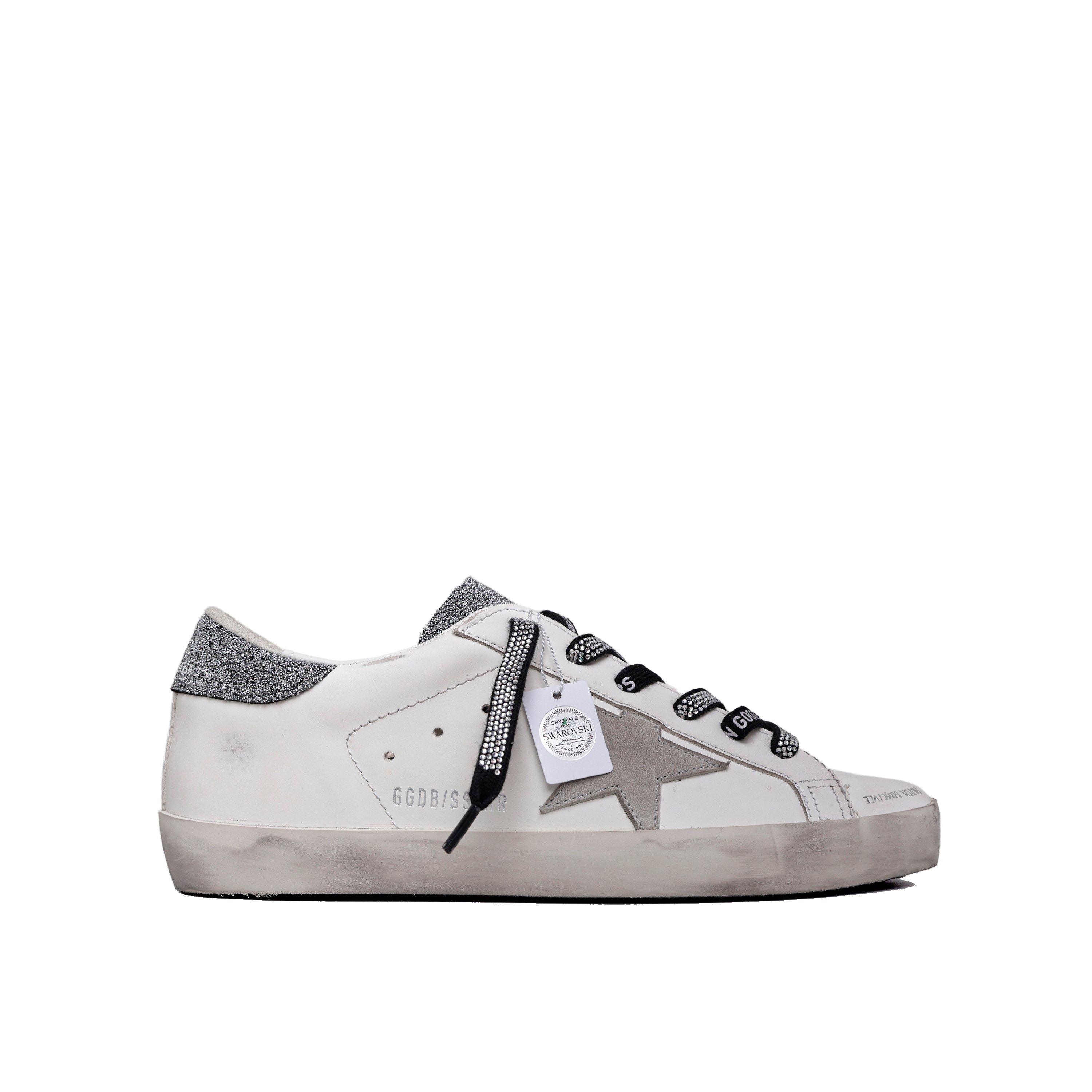 Sneakers Blanco Plateado Golden Goose Super-Star Crystal Tongue
