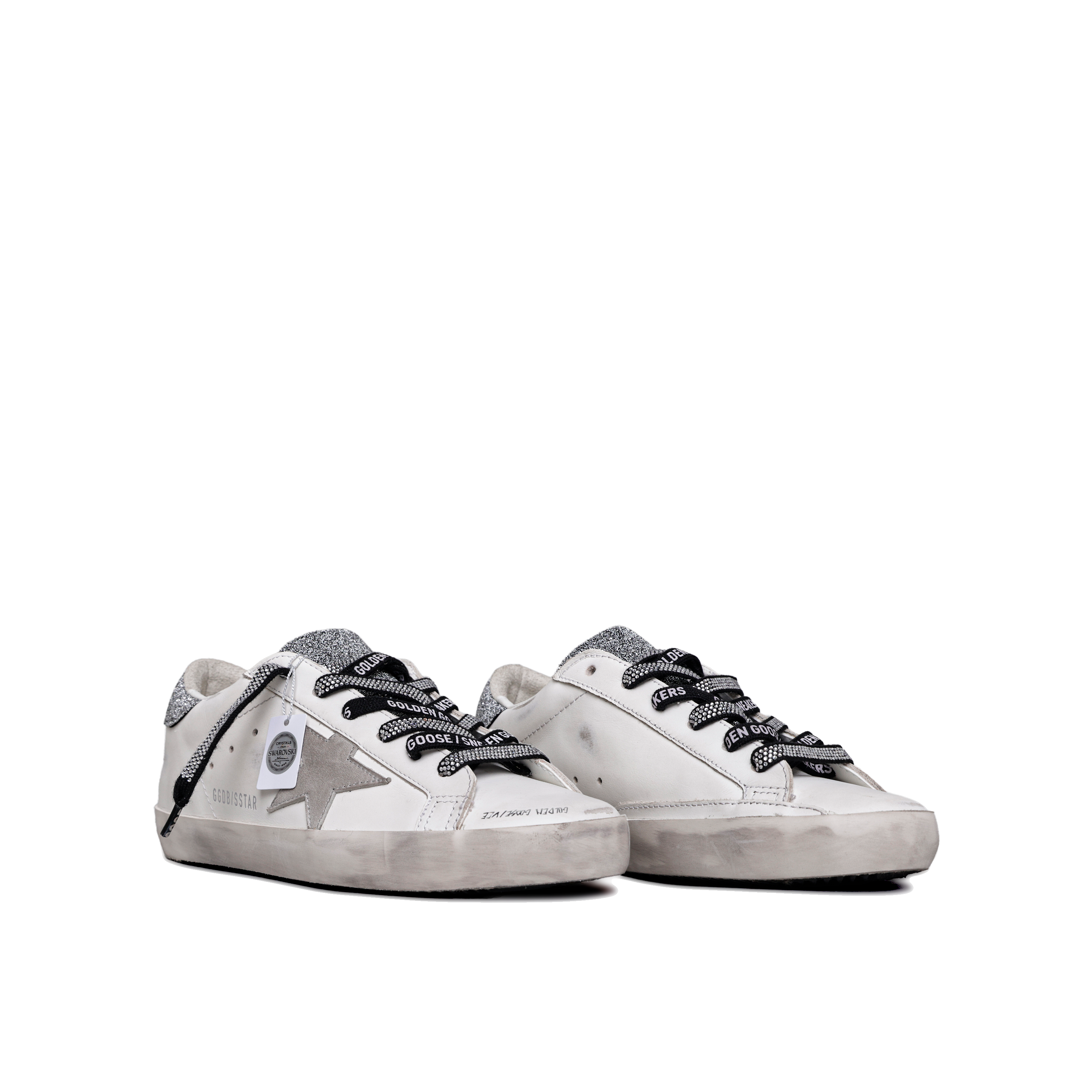Sneakers Blanco Plateado Golden Goose Super-Star Crystal Tongue