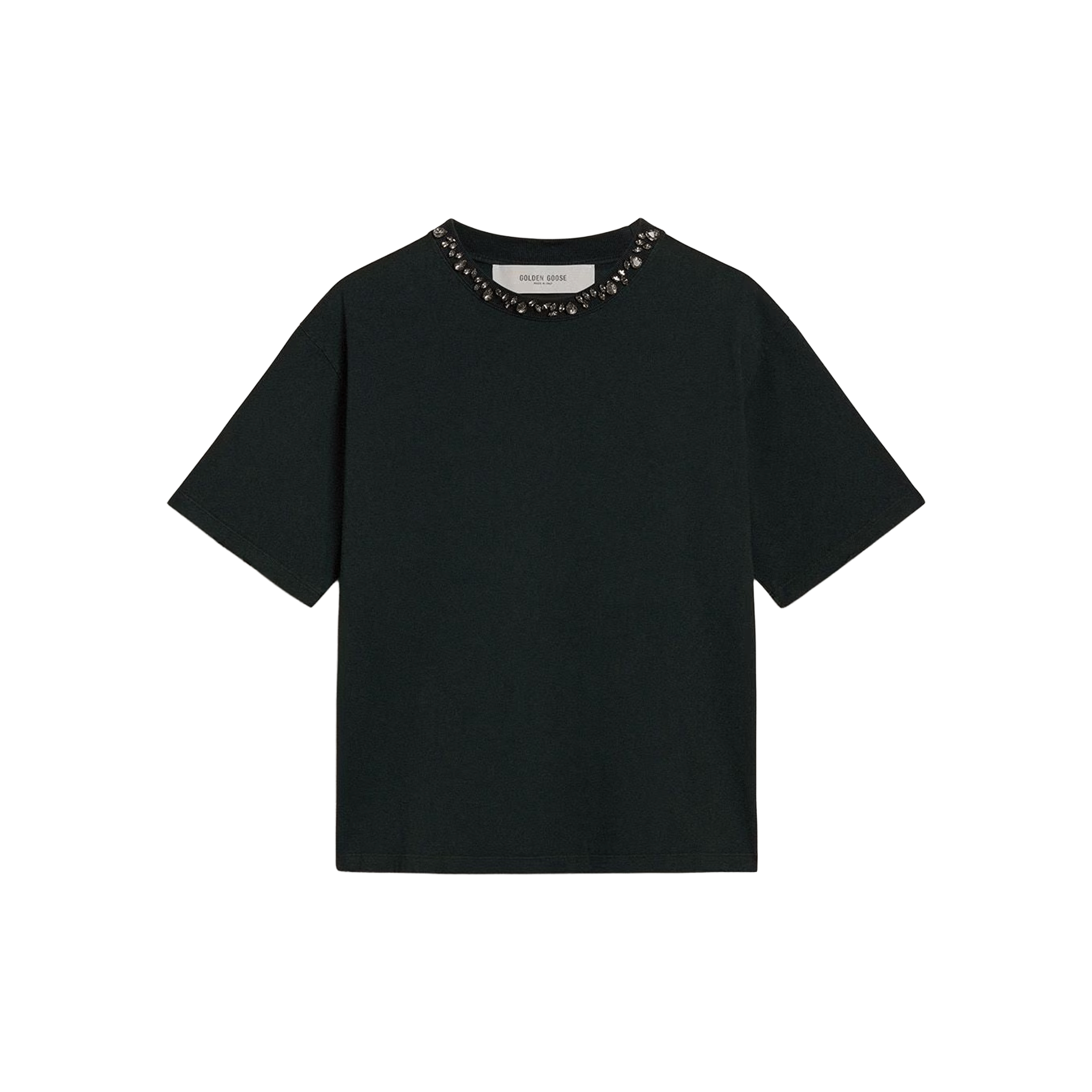 Camiseta Negra Golden Goose Distressed