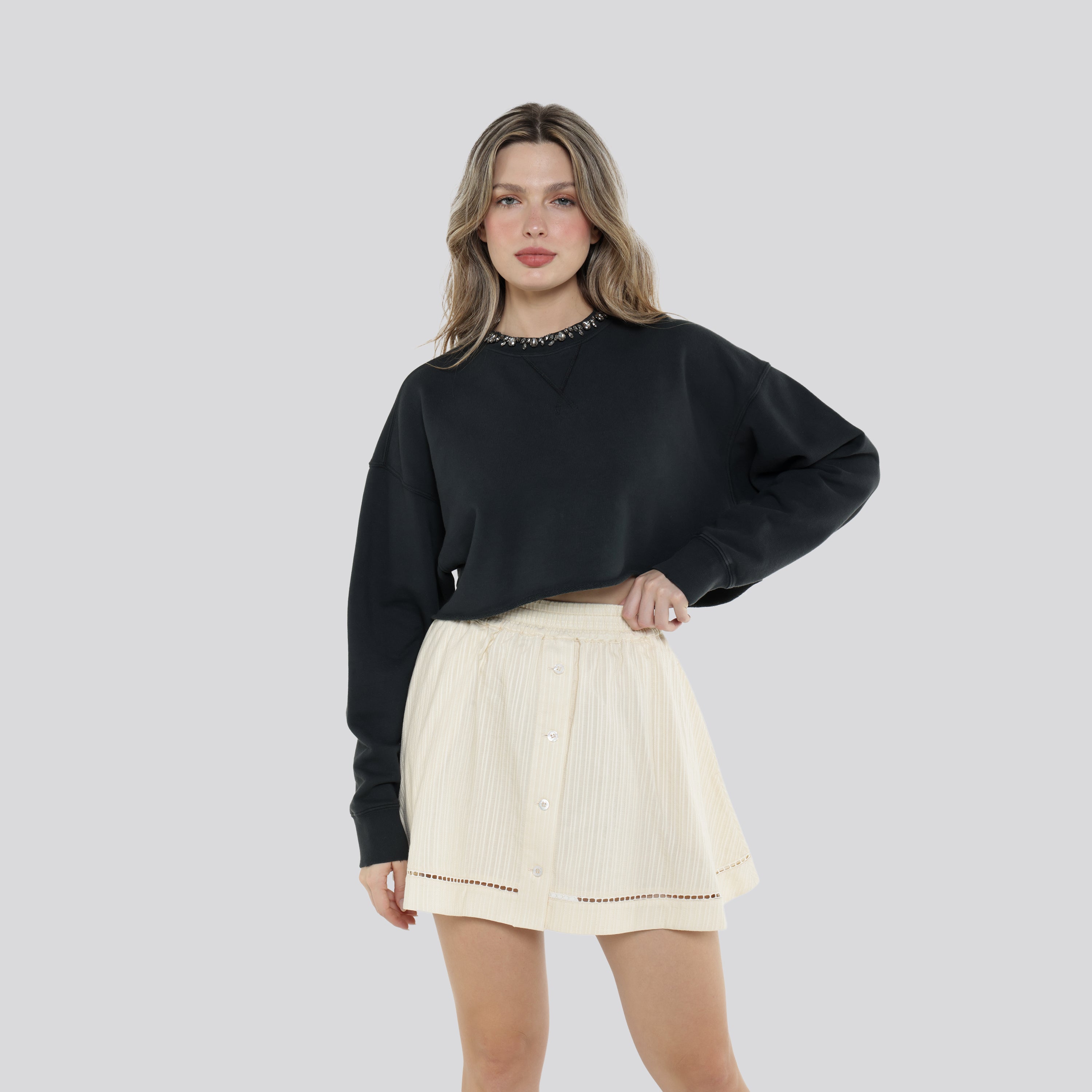 Buzo Negro Golden Goose Crystals Neck