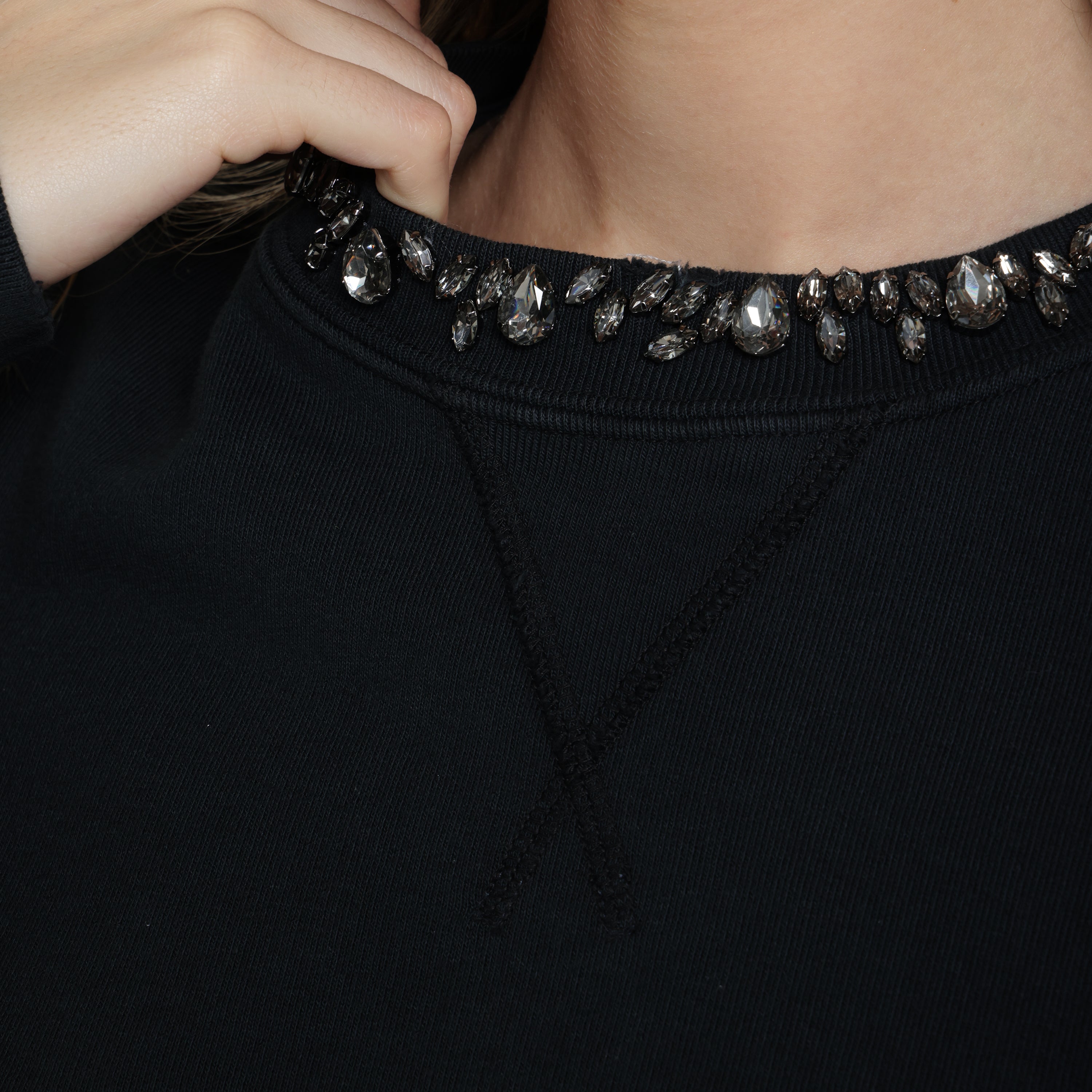 Buzo Negro Golden Goose Crystals Neck