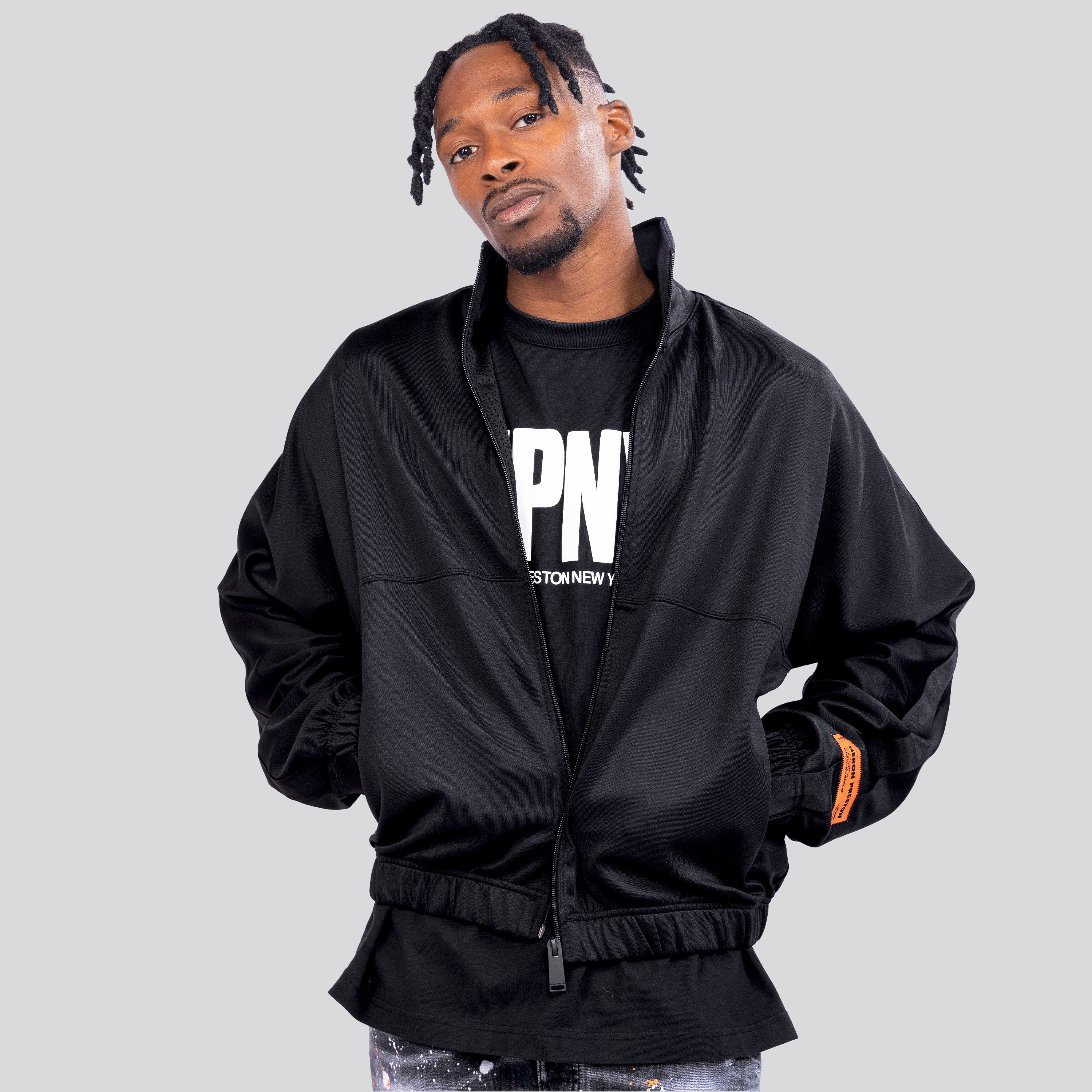 Chaqueta Negra Heron Preston Logo