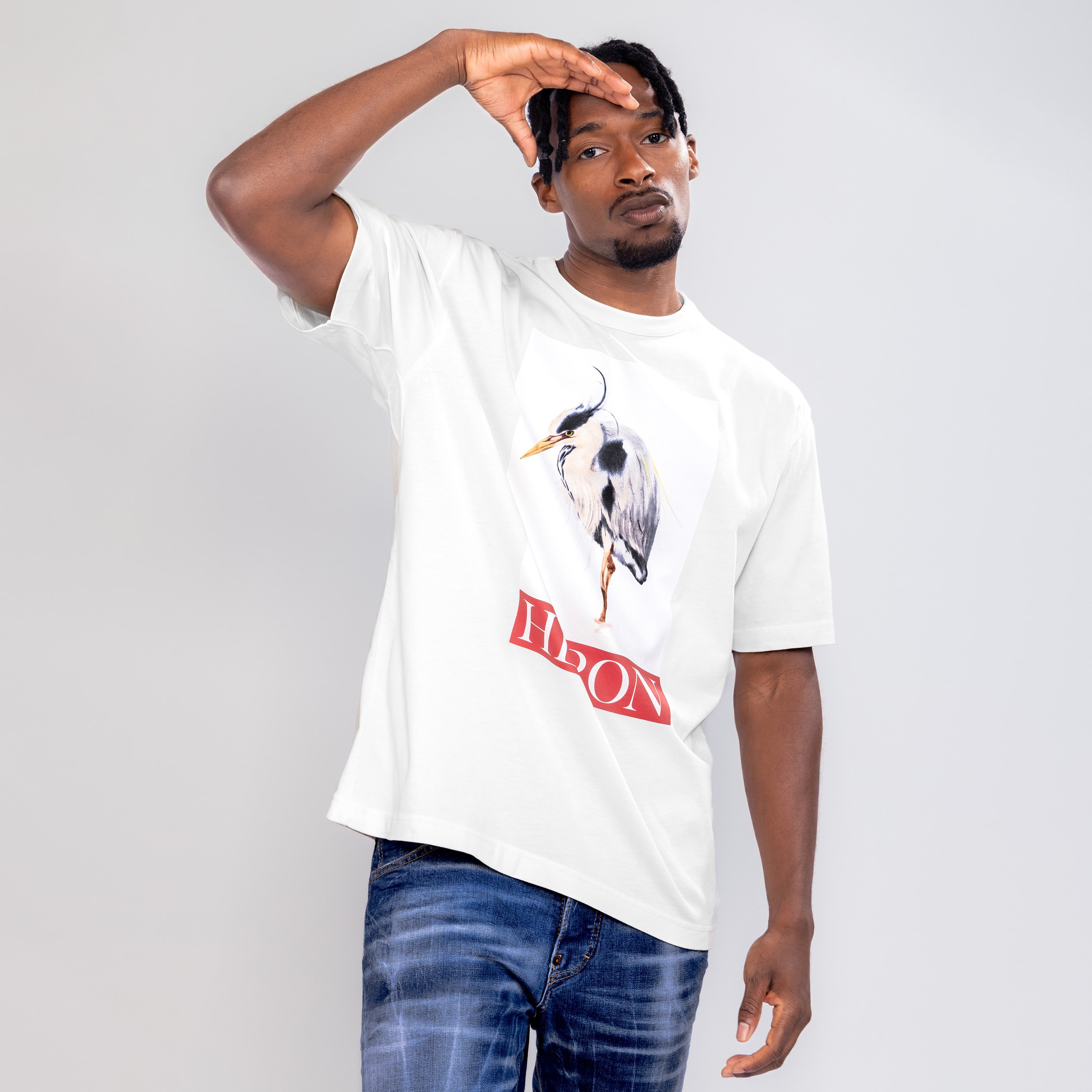 Camiseta Blanca Heron Preston Rojo Bird