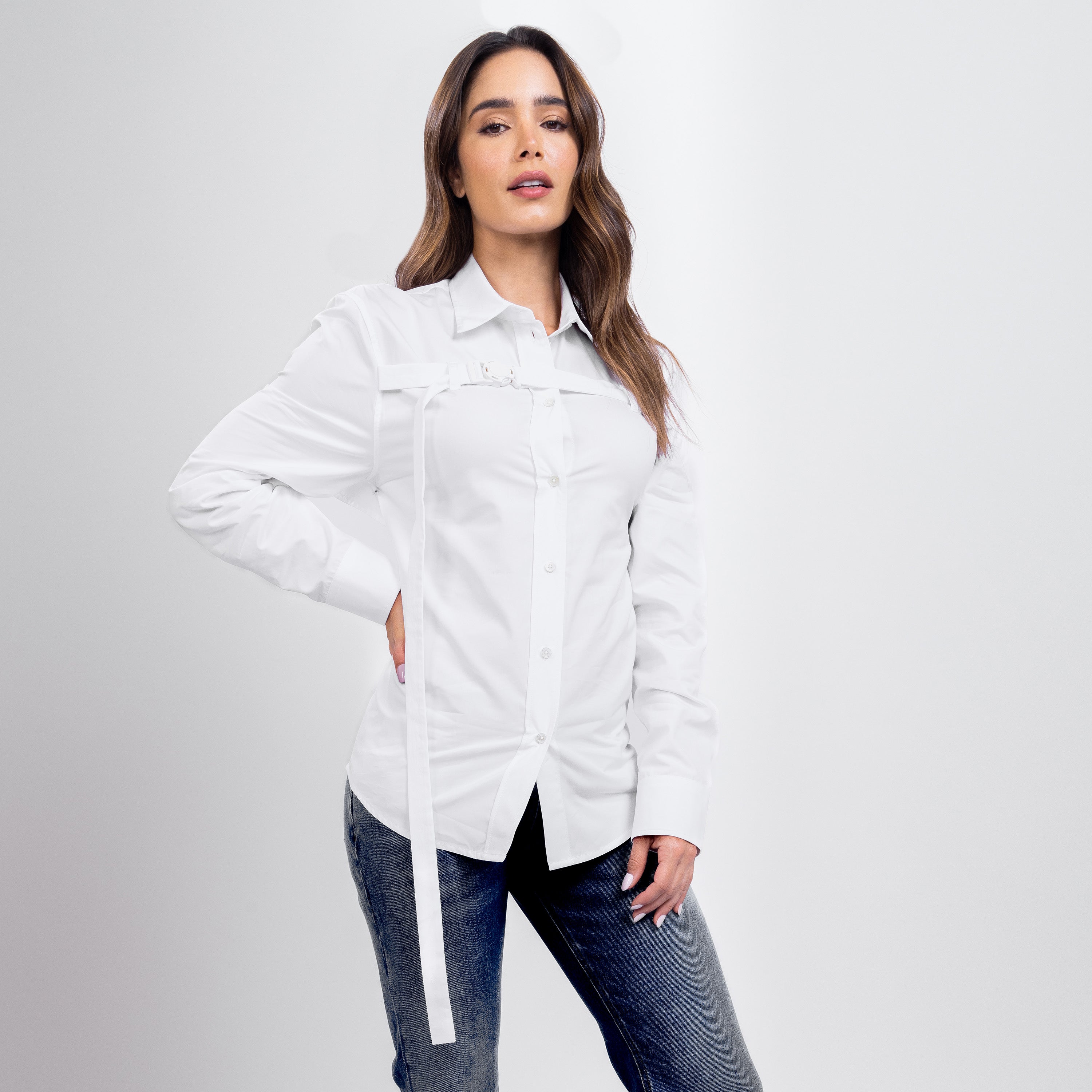 Camisa Blanca Off-White Poplin Buckle