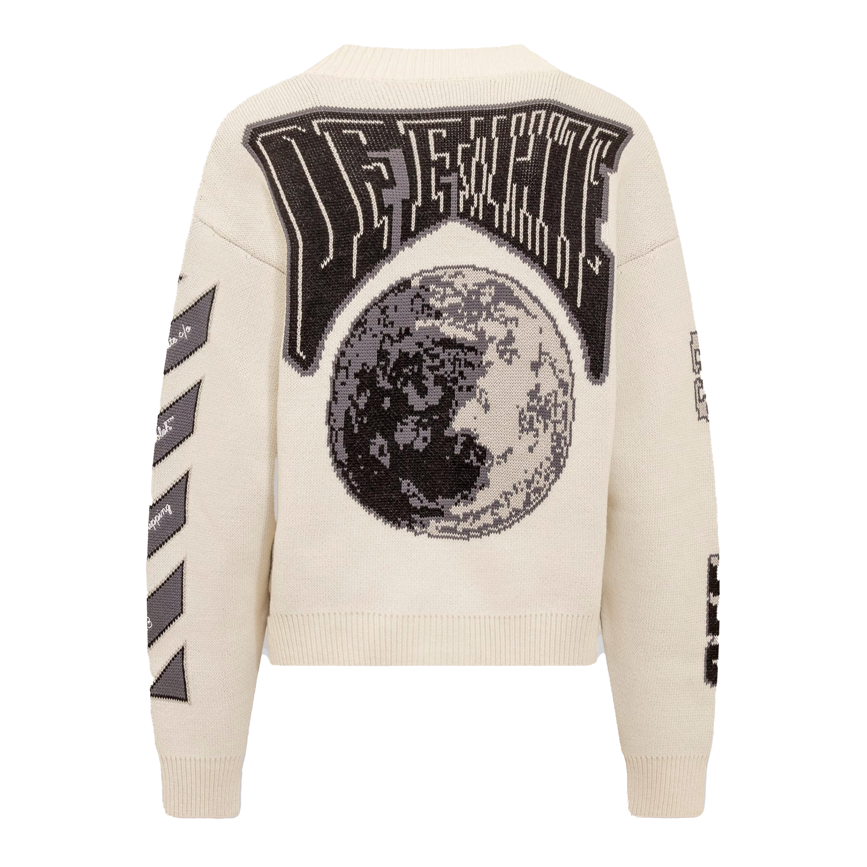 Suéter Beige Off-White Cardigan Negro Moon Vars