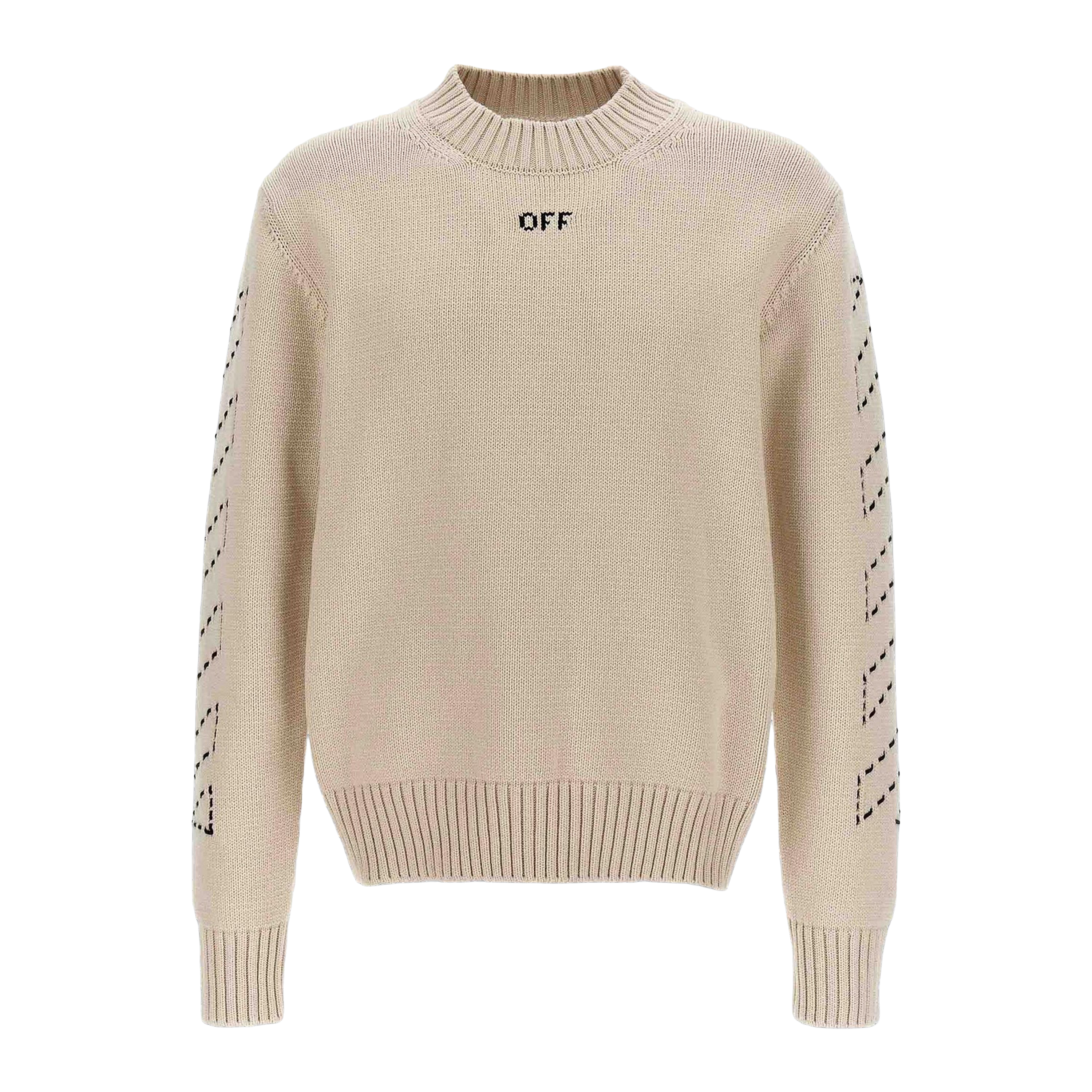 Suéter Beige Off-White Stitch Arrow Diags
