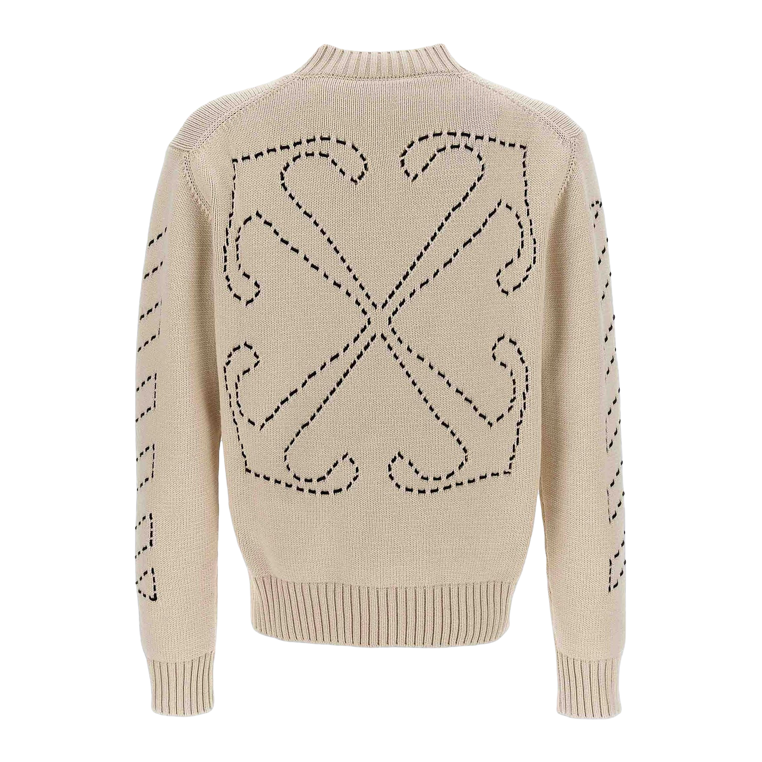 Suéter Beige Off-White Stitch Arrow Diags