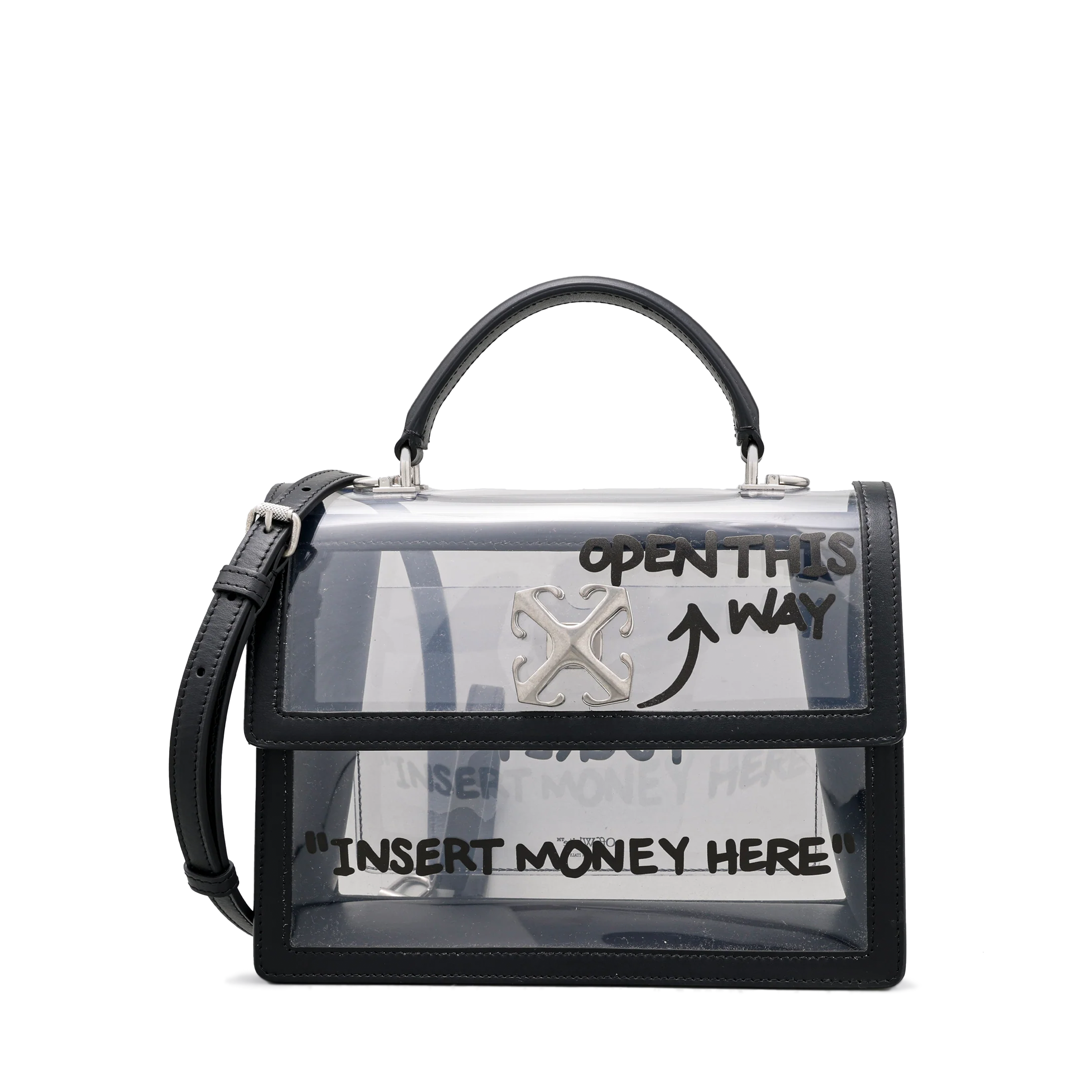 Cartera Negra Off-White Jitney 2.8 Top Handle PVC