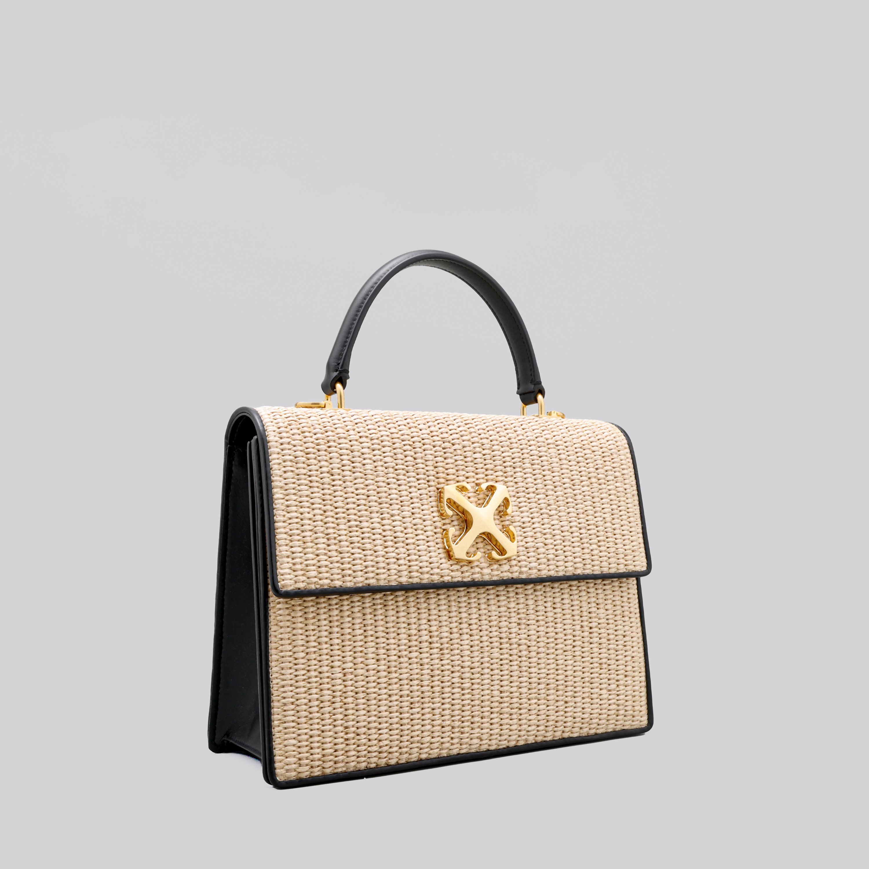 Cartera Beige Off-White Jitney 1.4 Top Handle Rafia