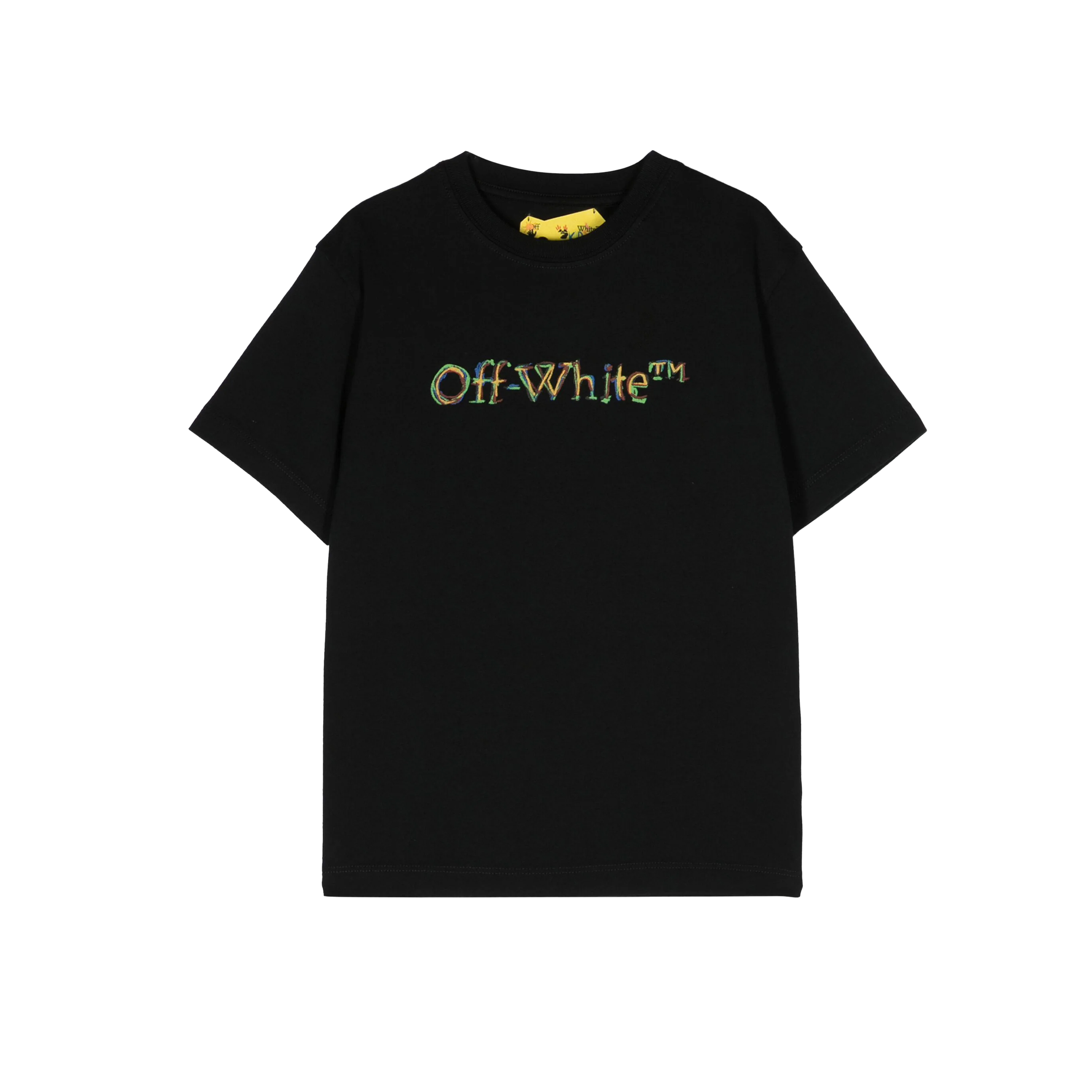 Camiseta Negra Off-White Kids Multicolor Logo