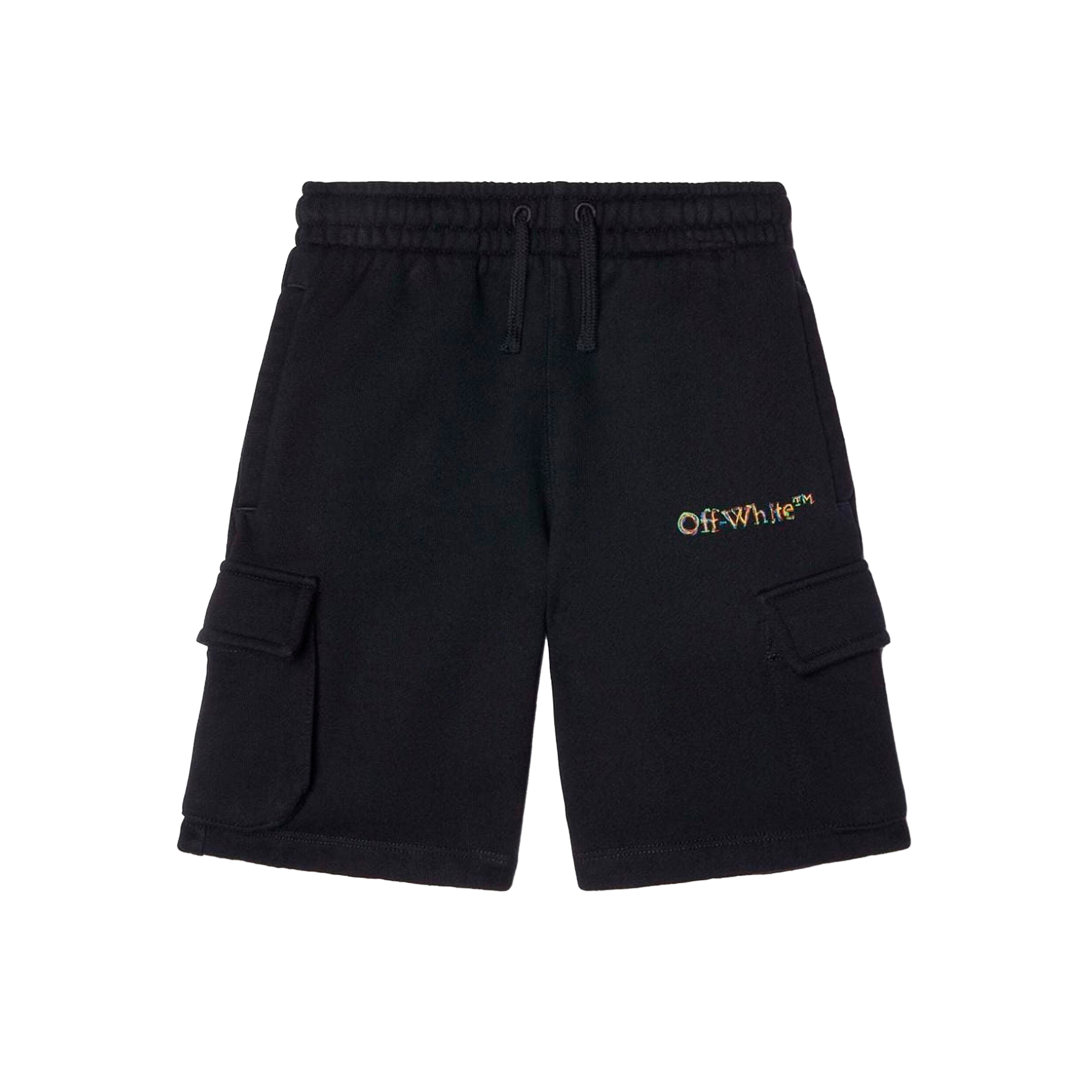 Shorts Negro Off-White Kids Multicolor Logo