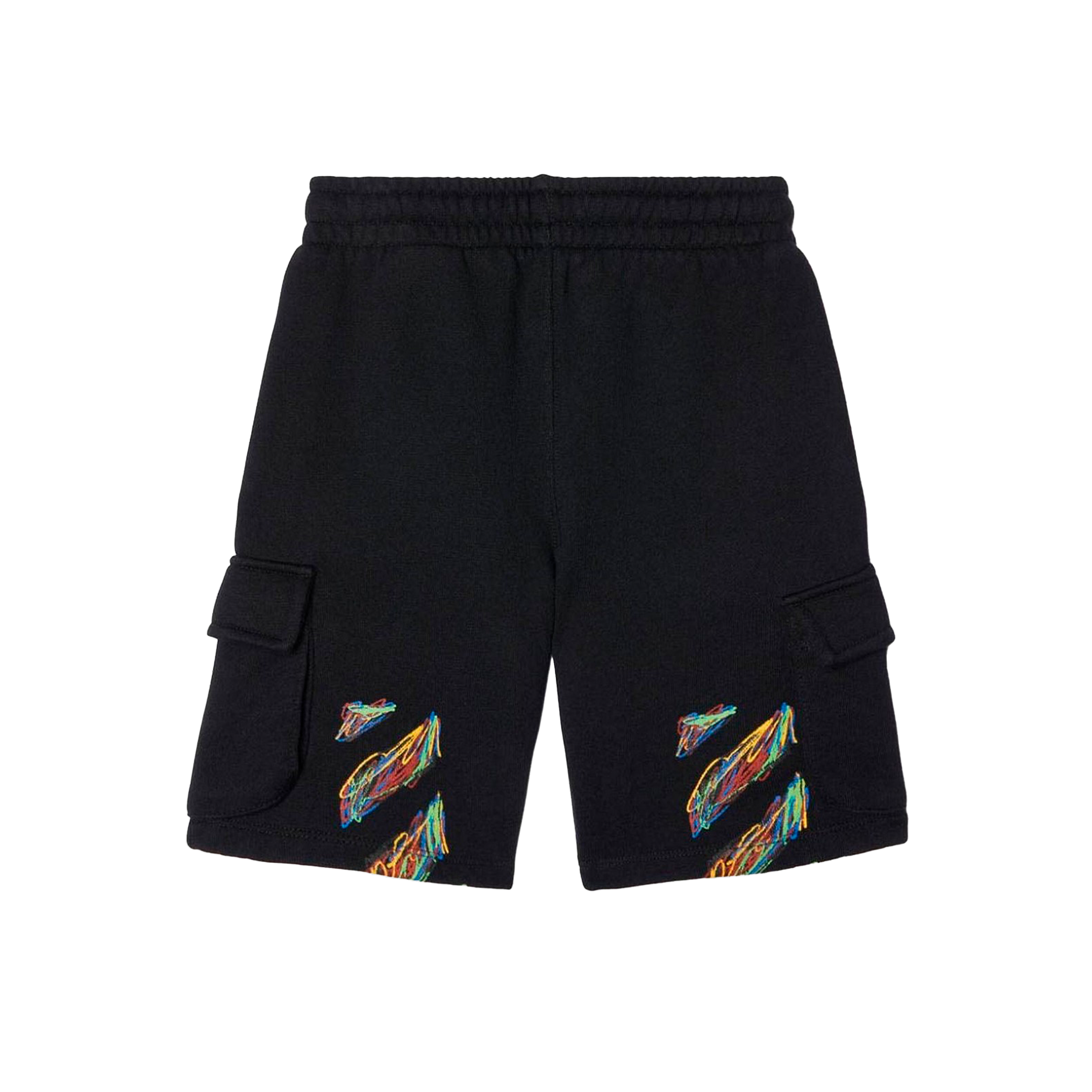 Shorts Negro Off-White Kids Multicolor Logo