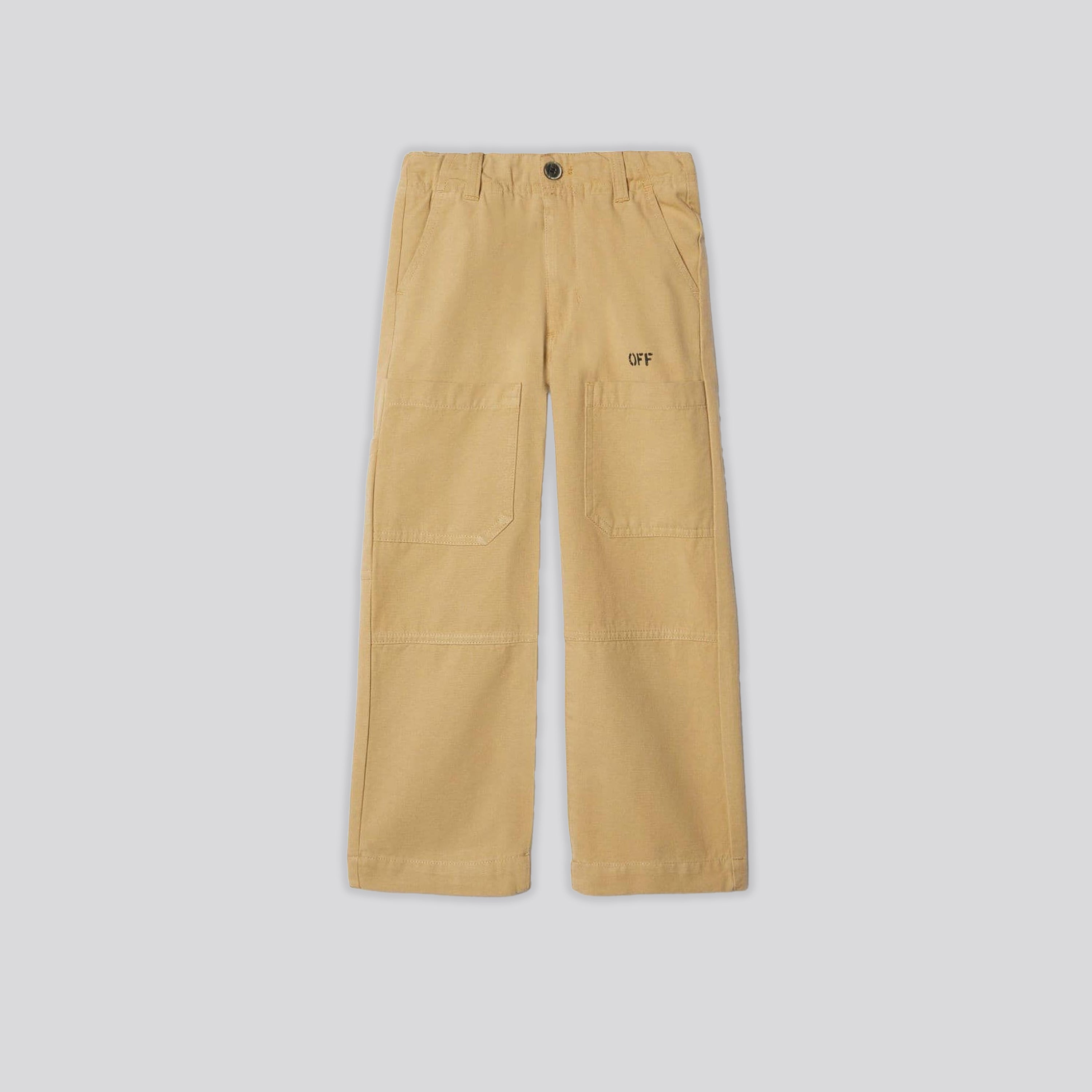 Pantalón Beige Off-White Kids Diag Outline Worker