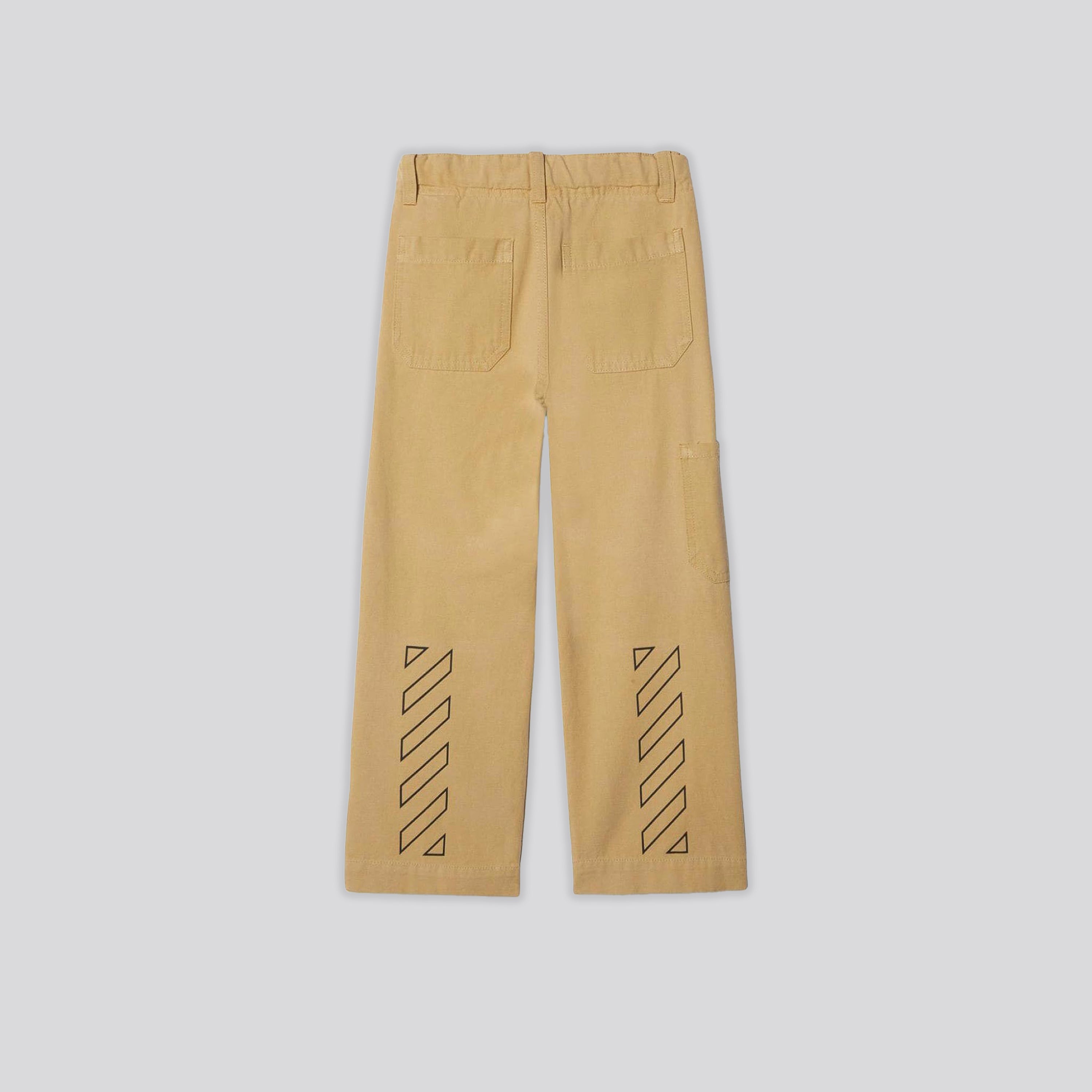 Pantalón Beige Off-White Kids Diag Outline Worker