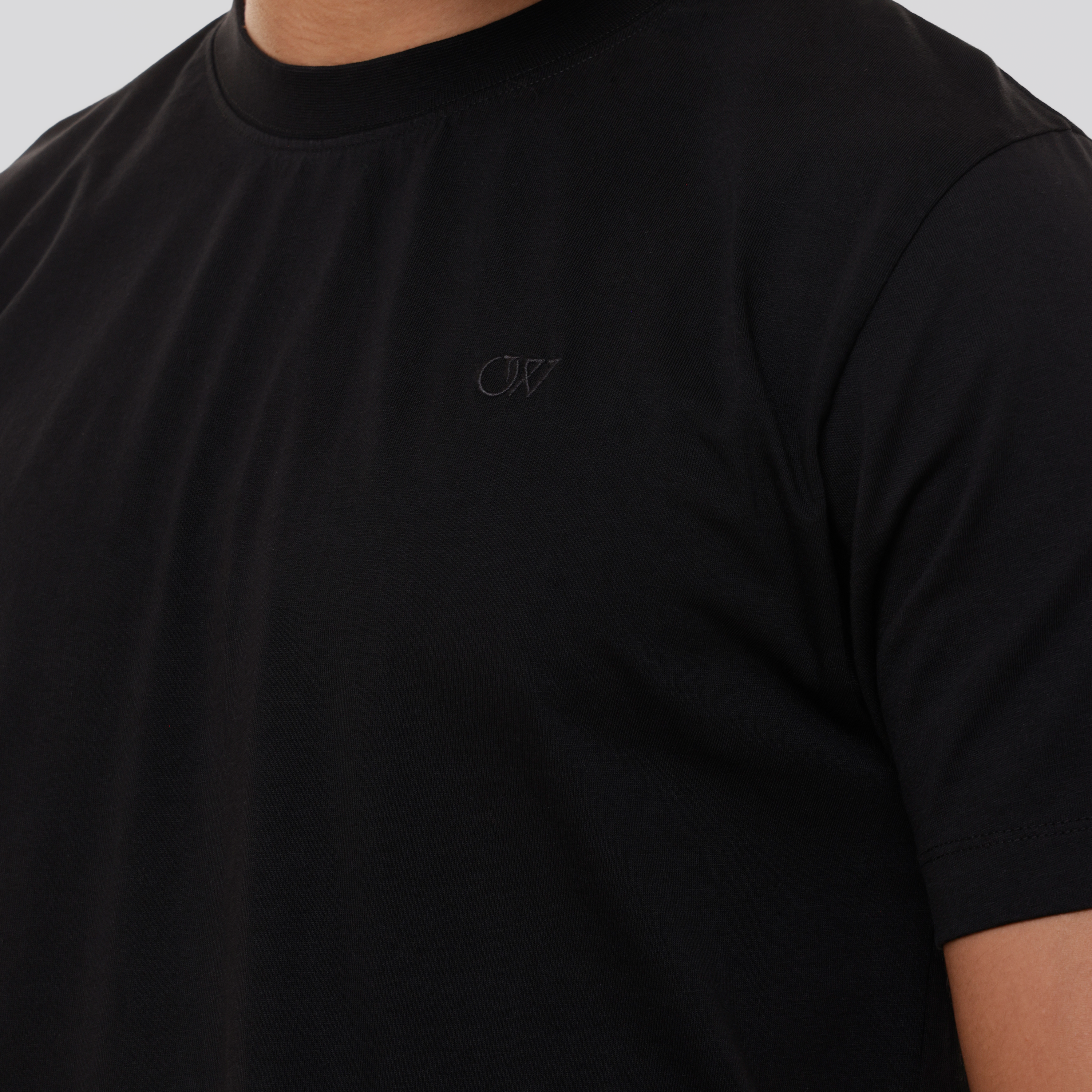 Camiseta Negra Off-White Ow Embroidered