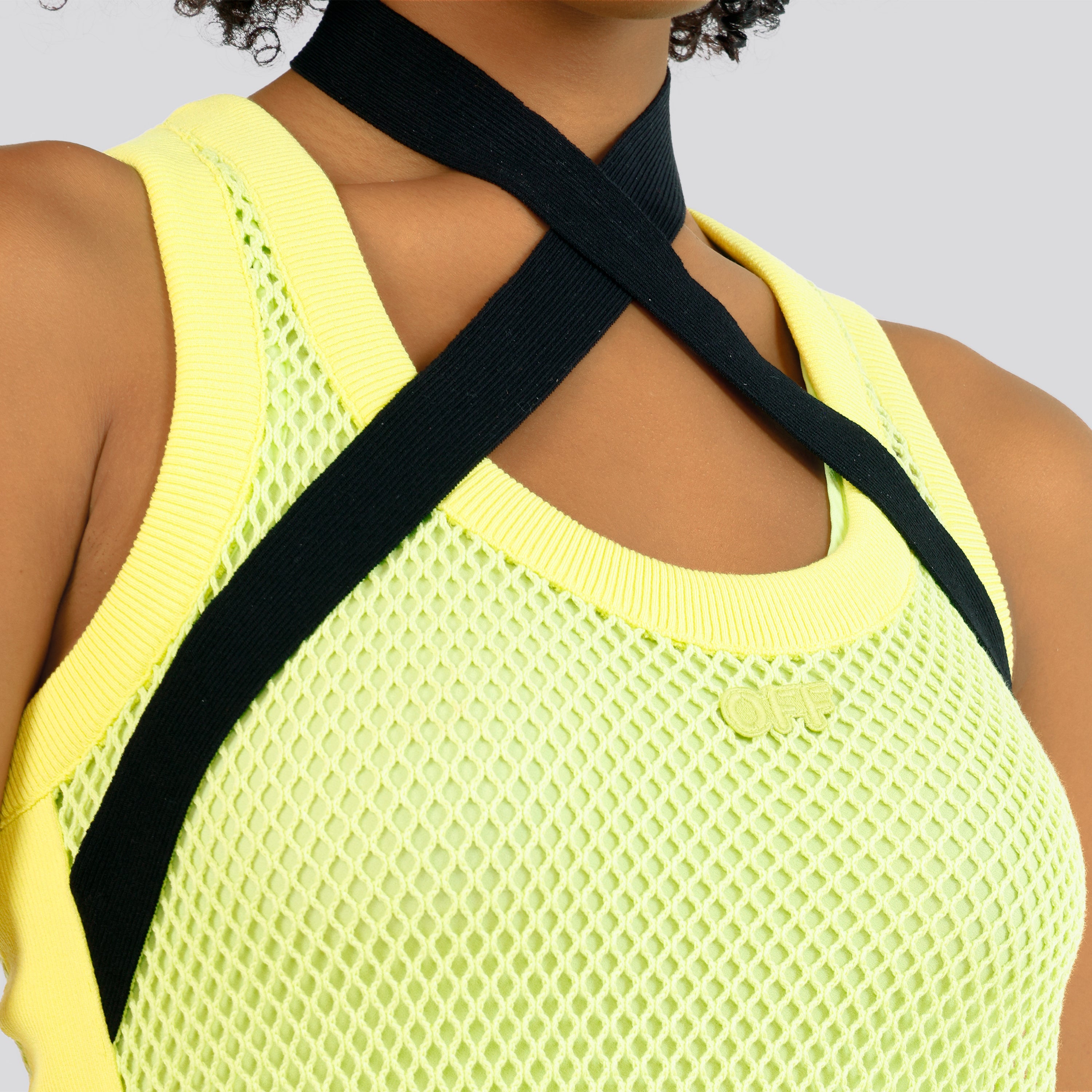 Vestido Off-White Net Cros Collar