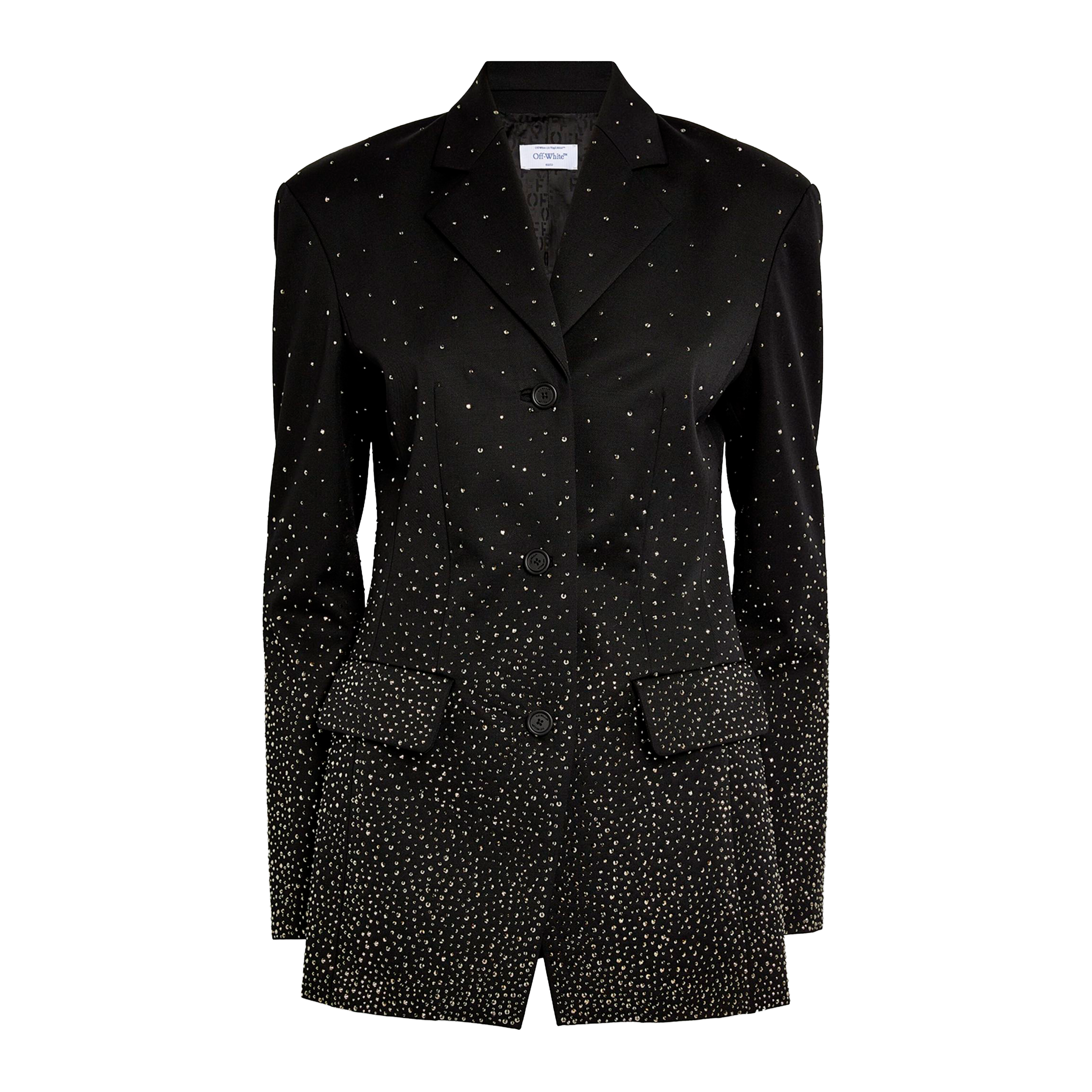 Blazer Negro Off-White Bling Fitted
