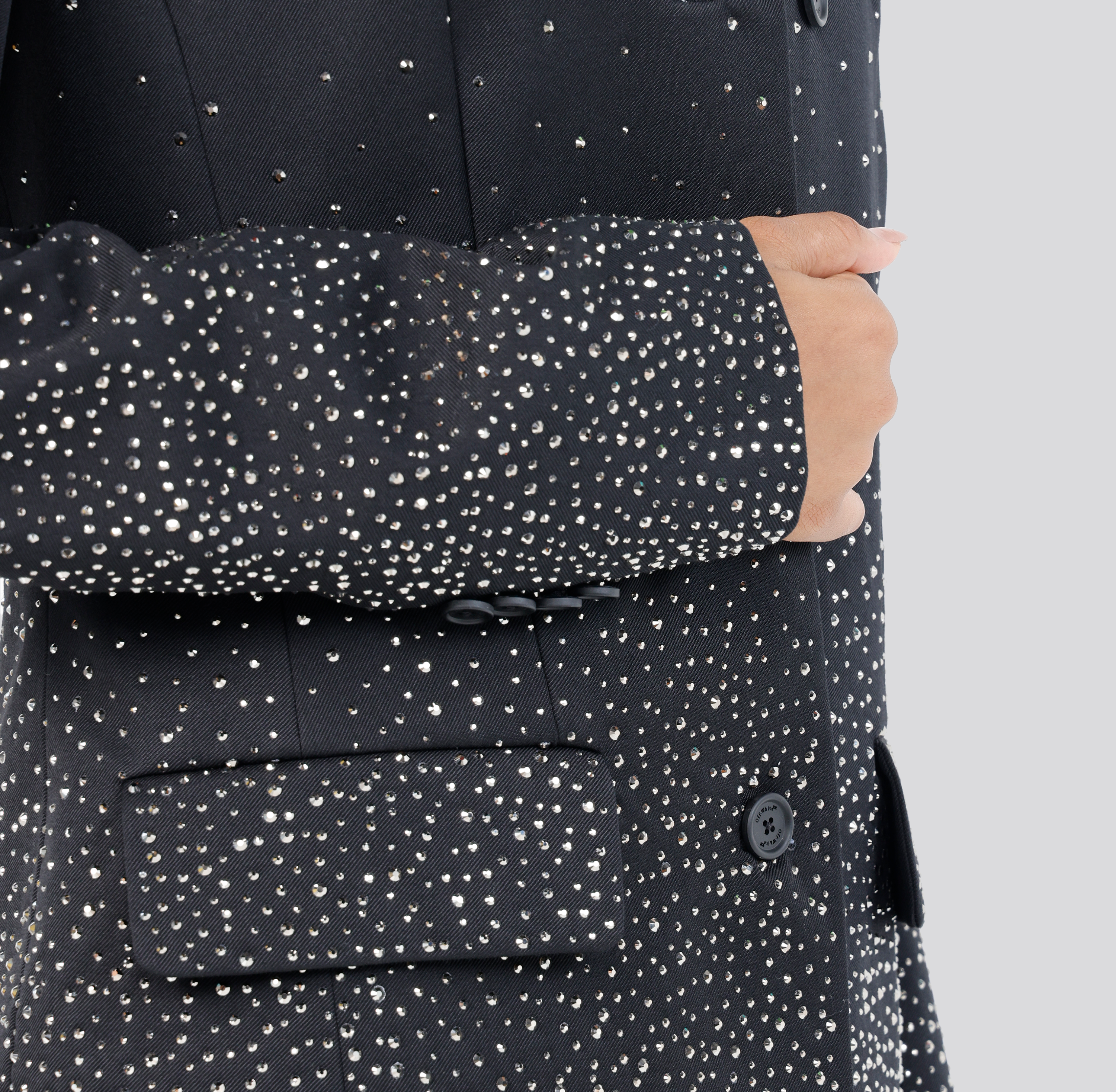 Blazer Negro Off-White Bling Fitted