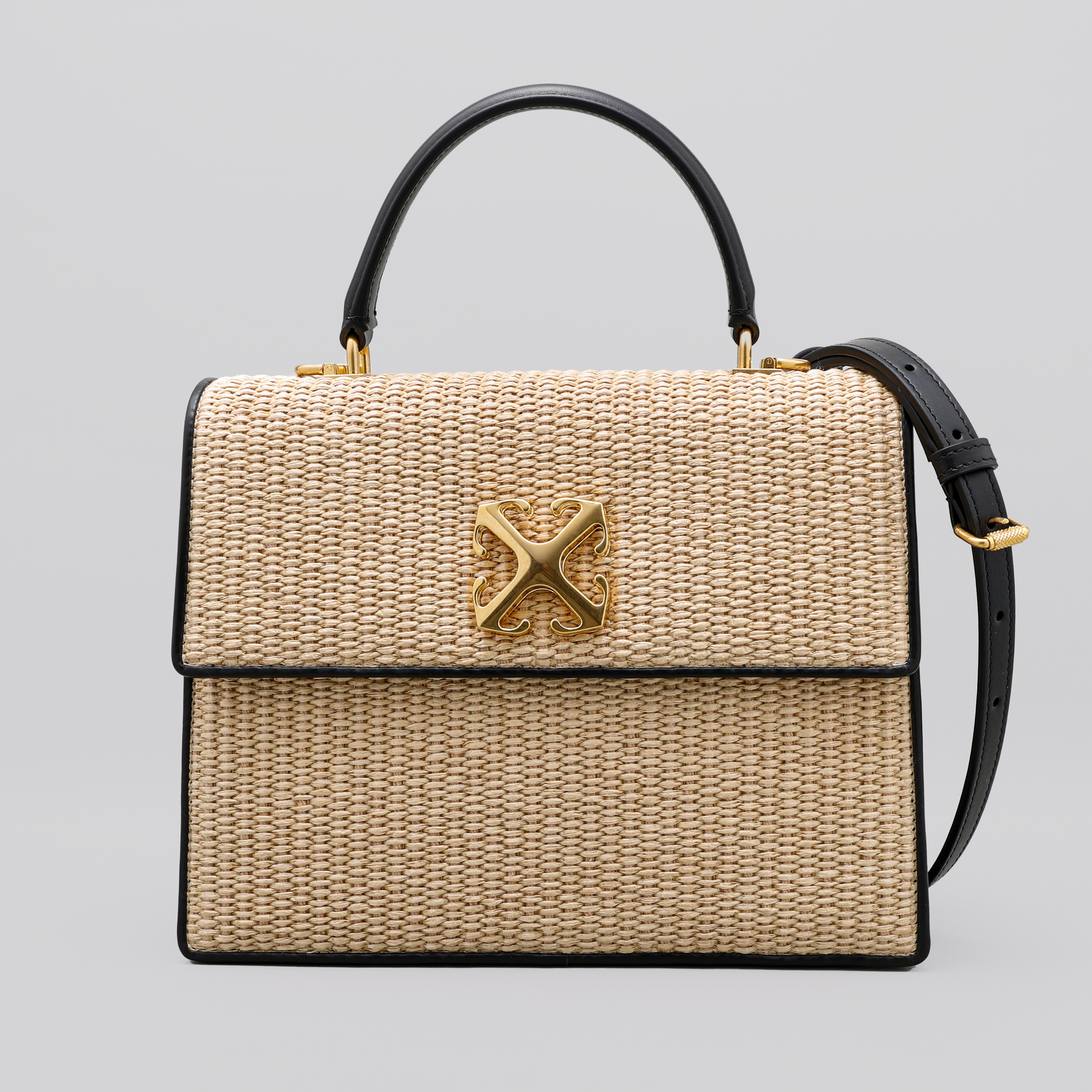 Cartera Beige Off-White 2.8 Top Handle Rafia