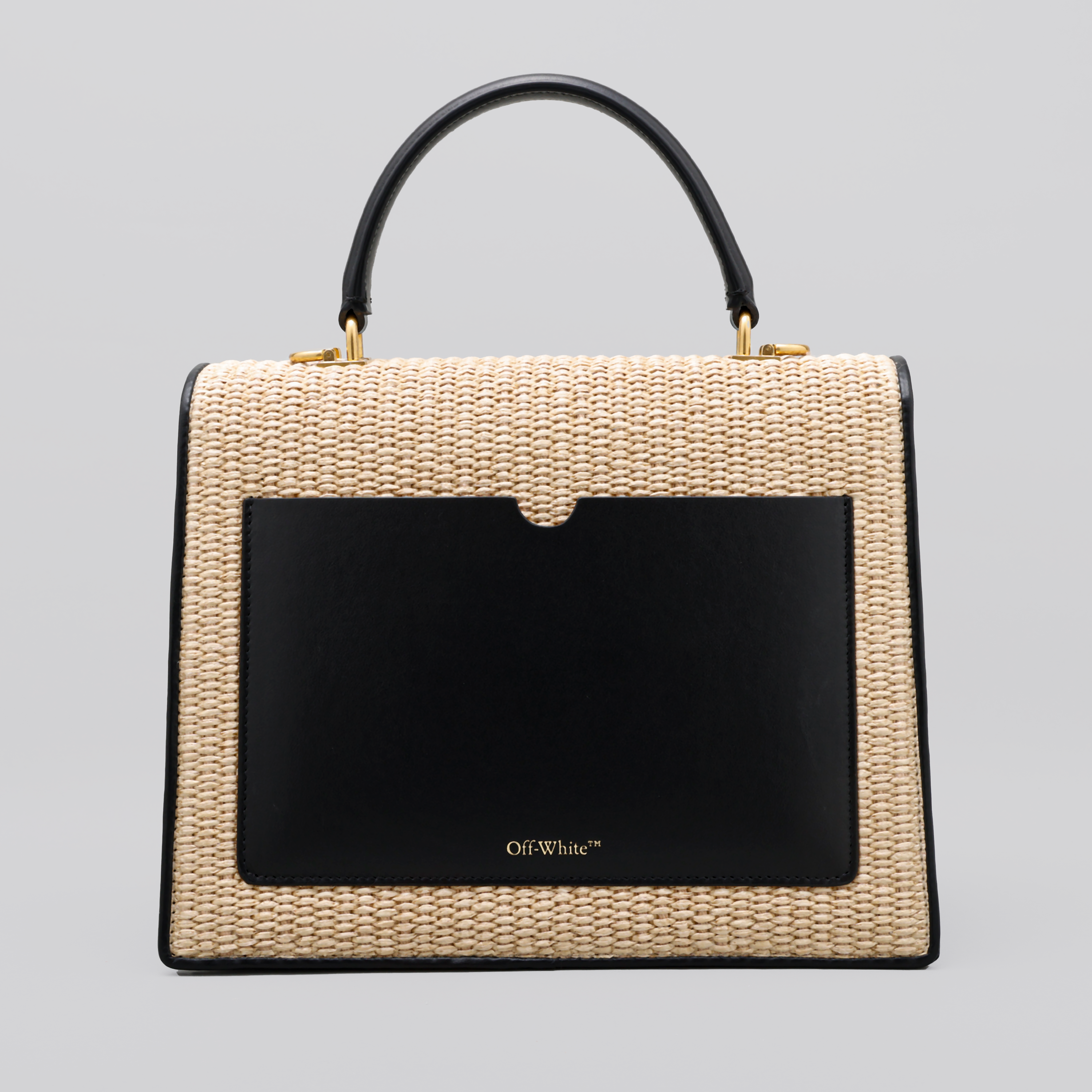 Cartera Beige Off-White 2.8 Top Handle Rafia