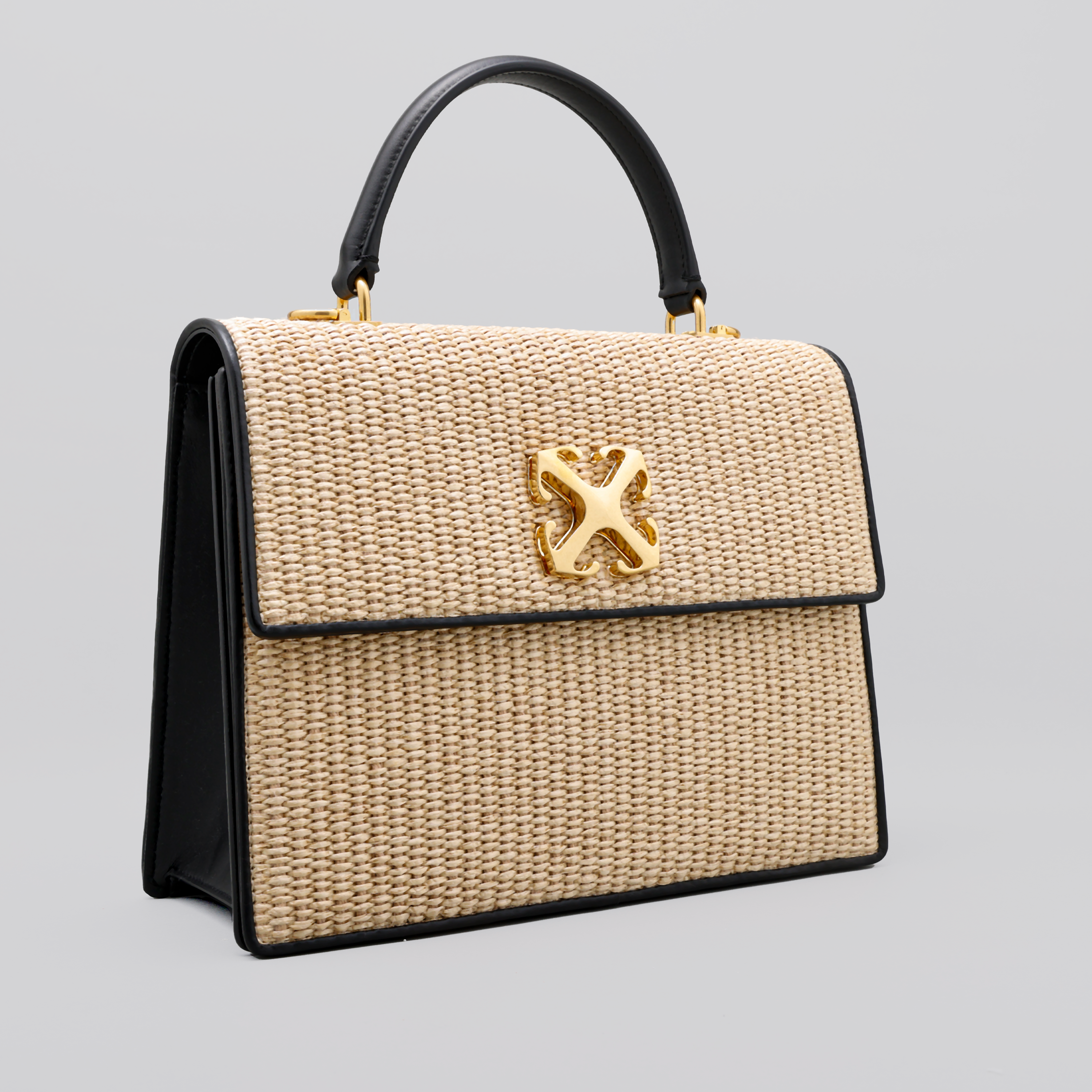 Cartera Beige Off-White 2.8 Top Handle Rafia