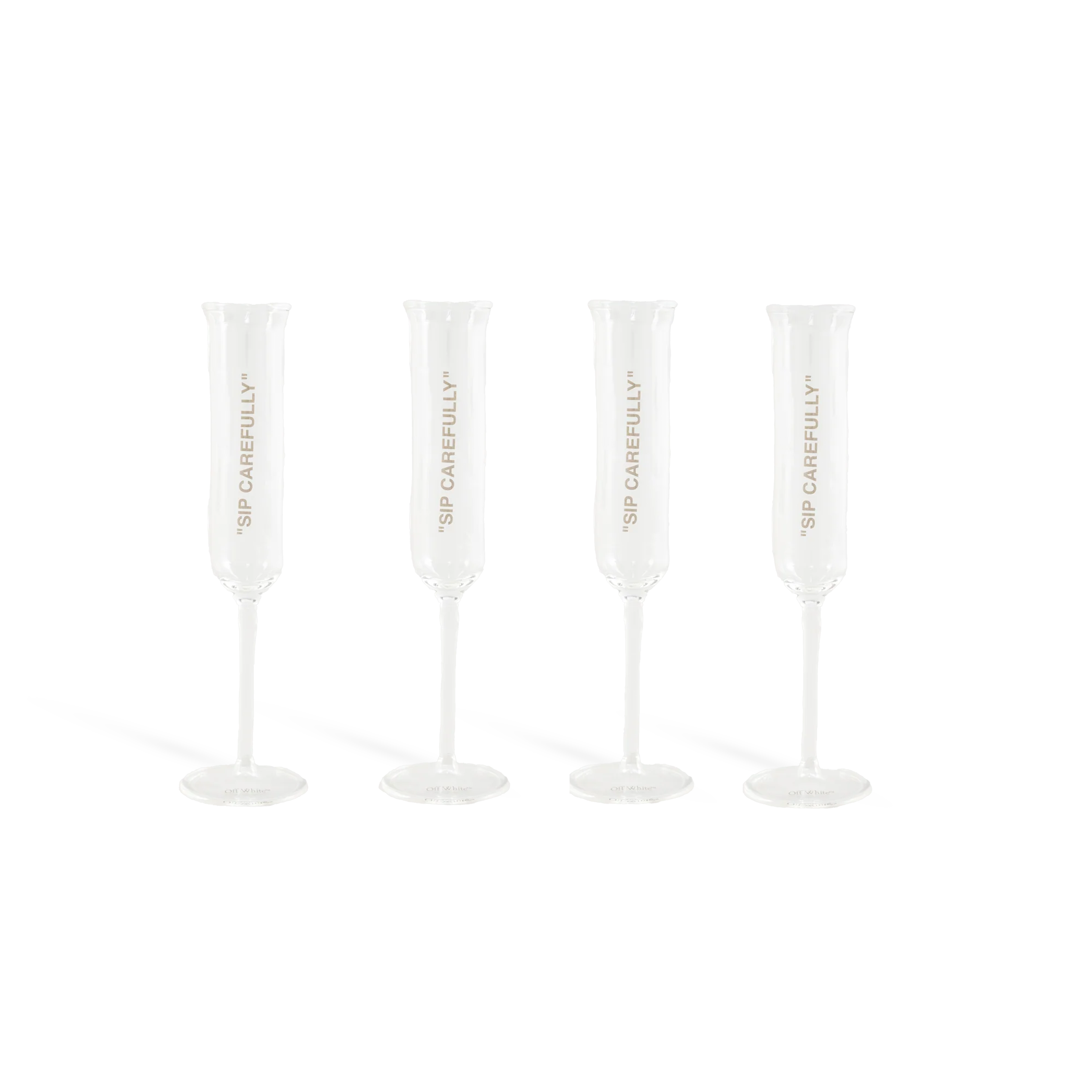 Juego De Copas Flauta Off-White Home Transparente Plata