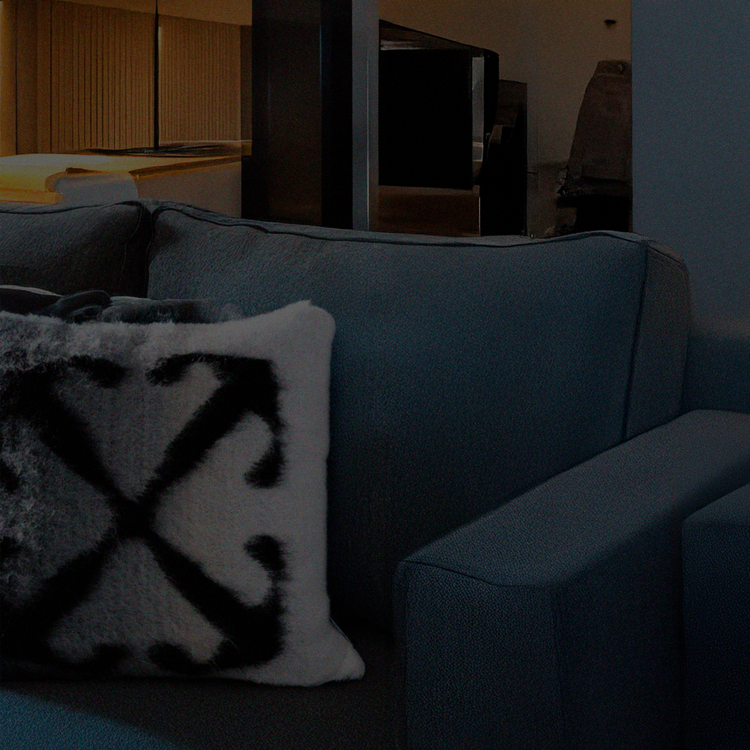 Cojín Mohair Pequeño Off-White Home Beige Azul