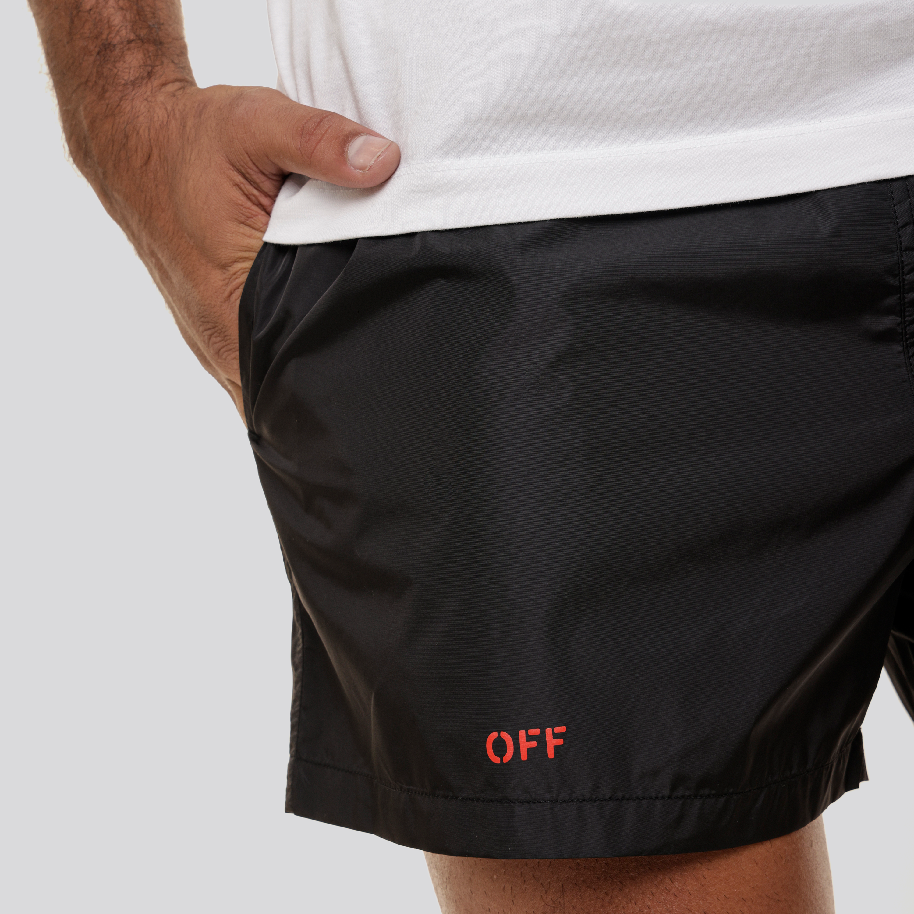 Pantaloneta Negro Off-White Rojo Off Stamp