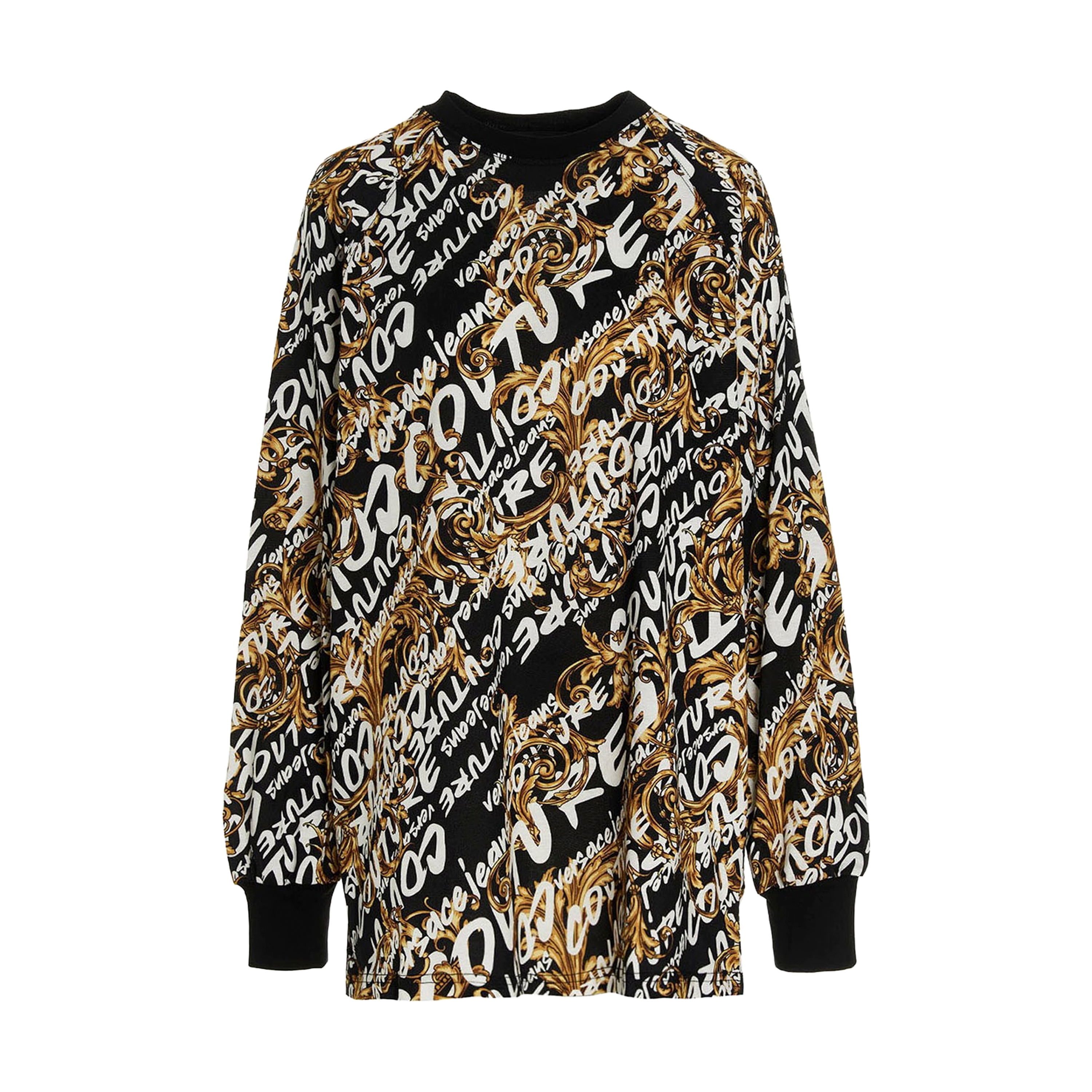Vestido Negro Versace Jeans Couture Logo Print