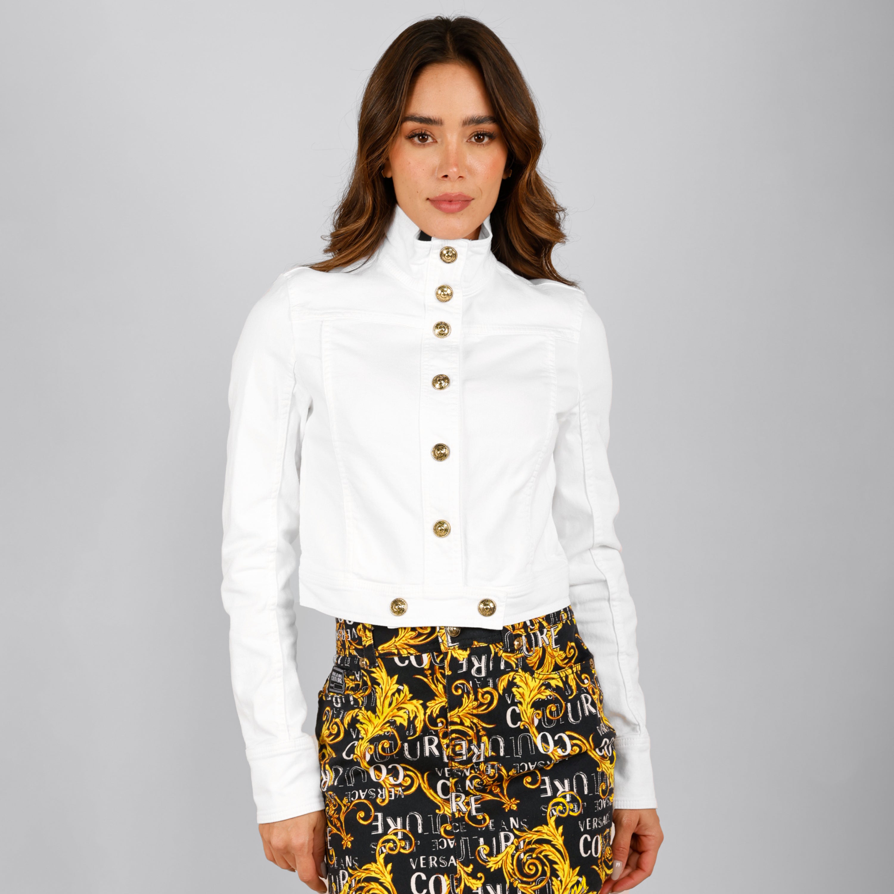 Falda Negra Versace Couture Twill Print Logo Couture