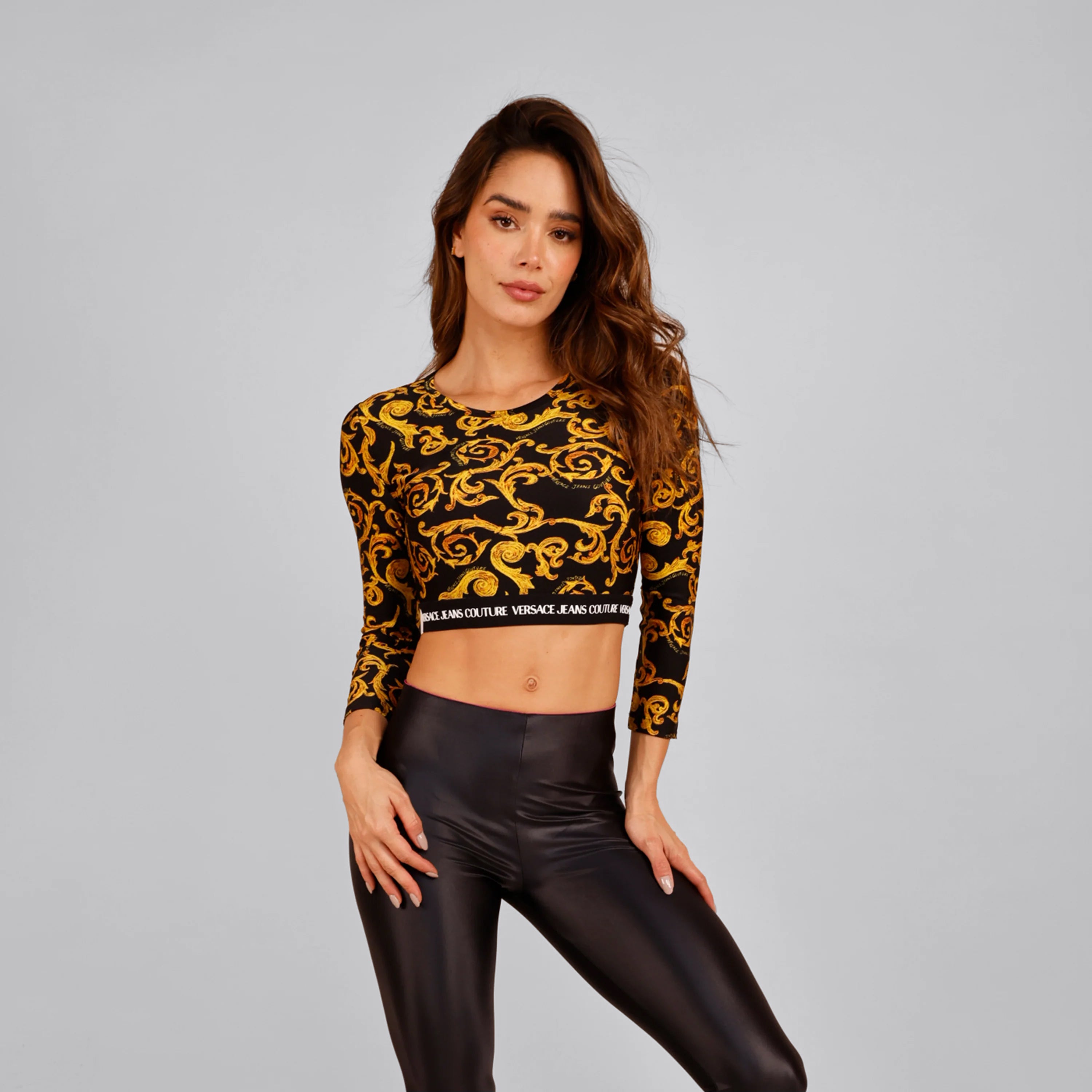 Top Negro Versace Couture Print Sketch Couture