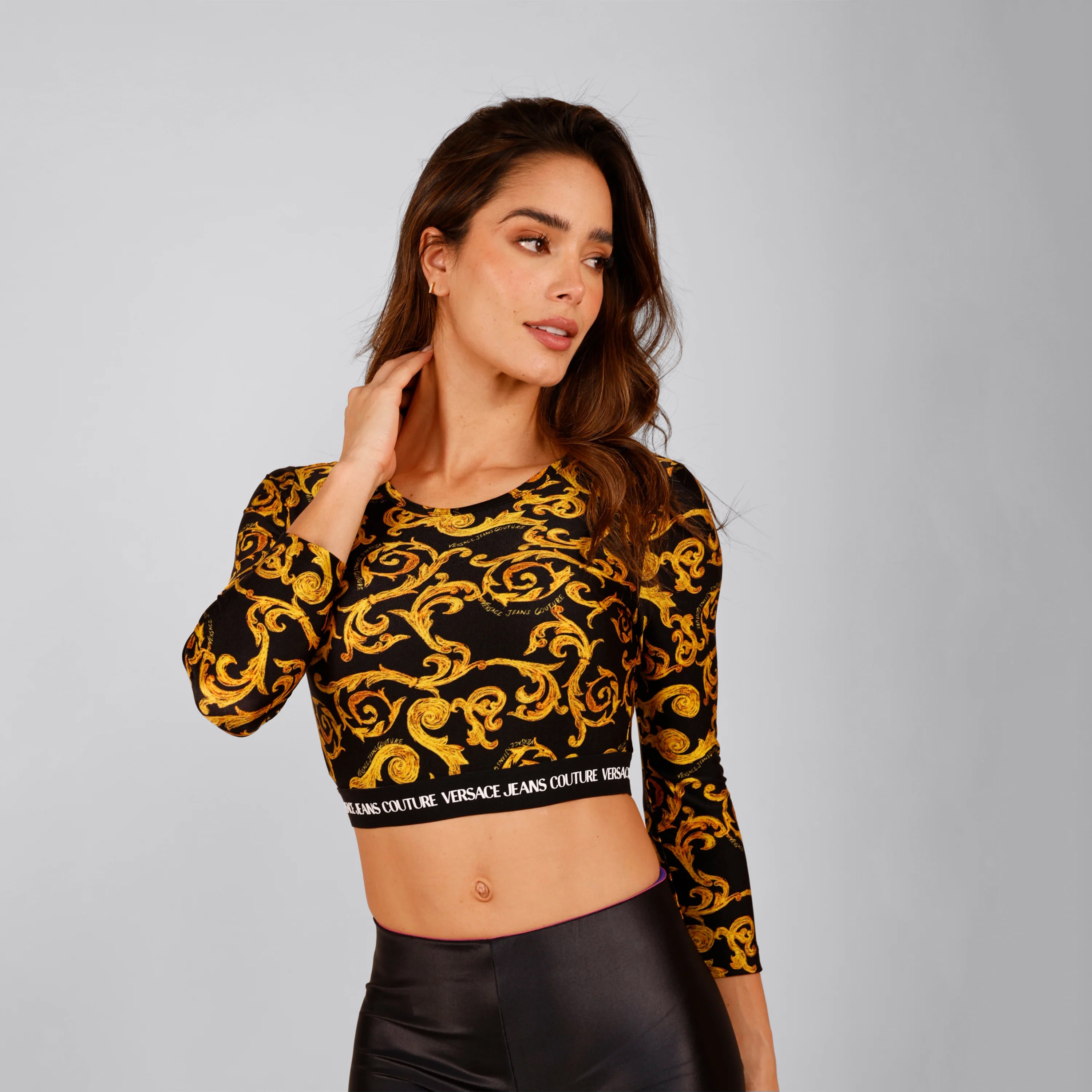 Top Negro Versace Couture Print Sketch Couture