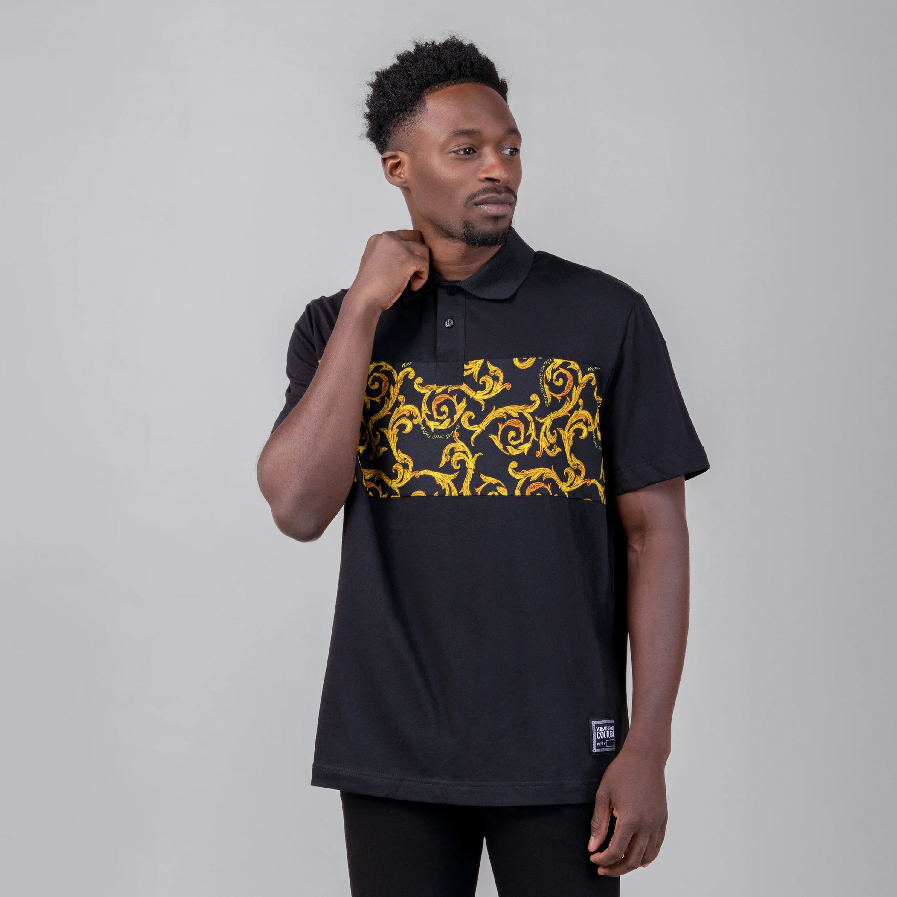 Camiseta Tipo Polo Negra Versace Couture Baroque