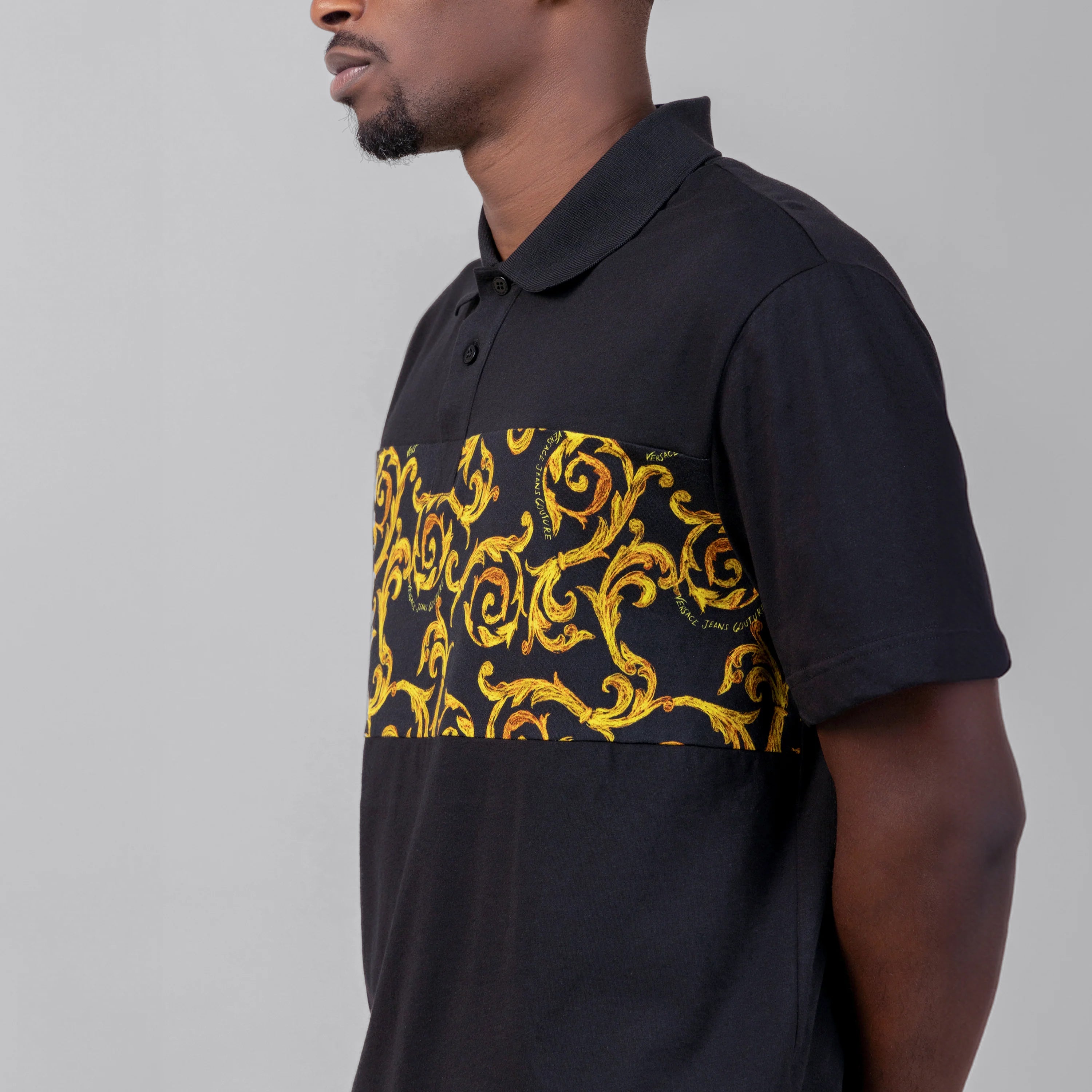 Camiseta Tipo Polo Negra Versace Couture Baroque