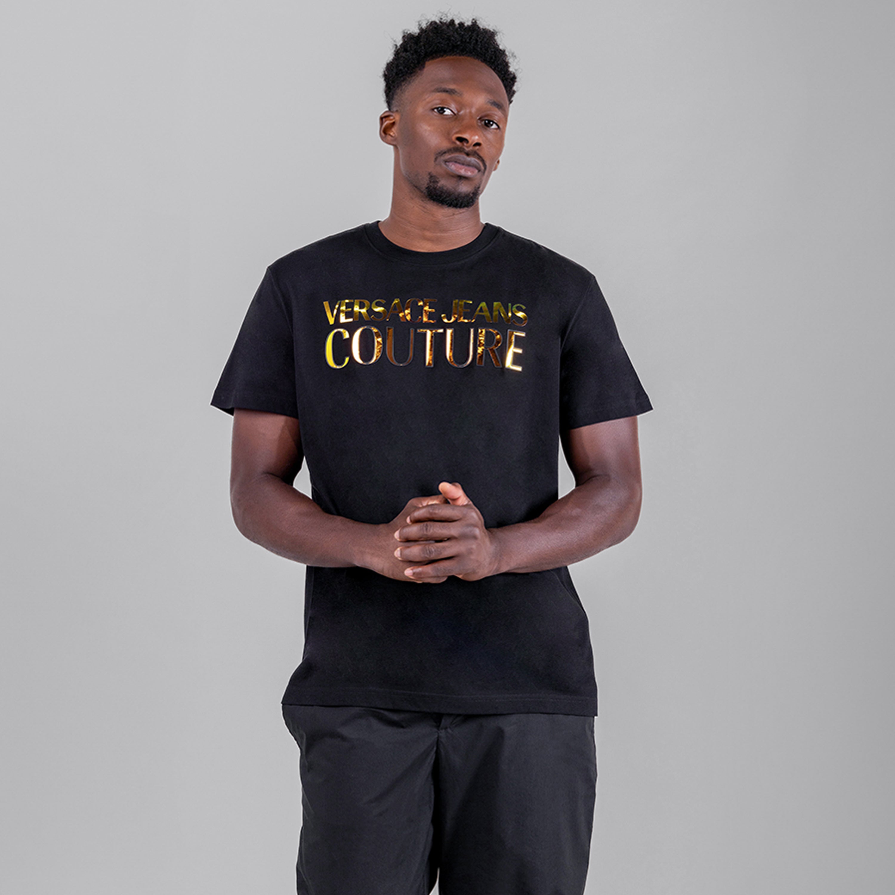 Camiseta Negra Versace Couture Gold Logo