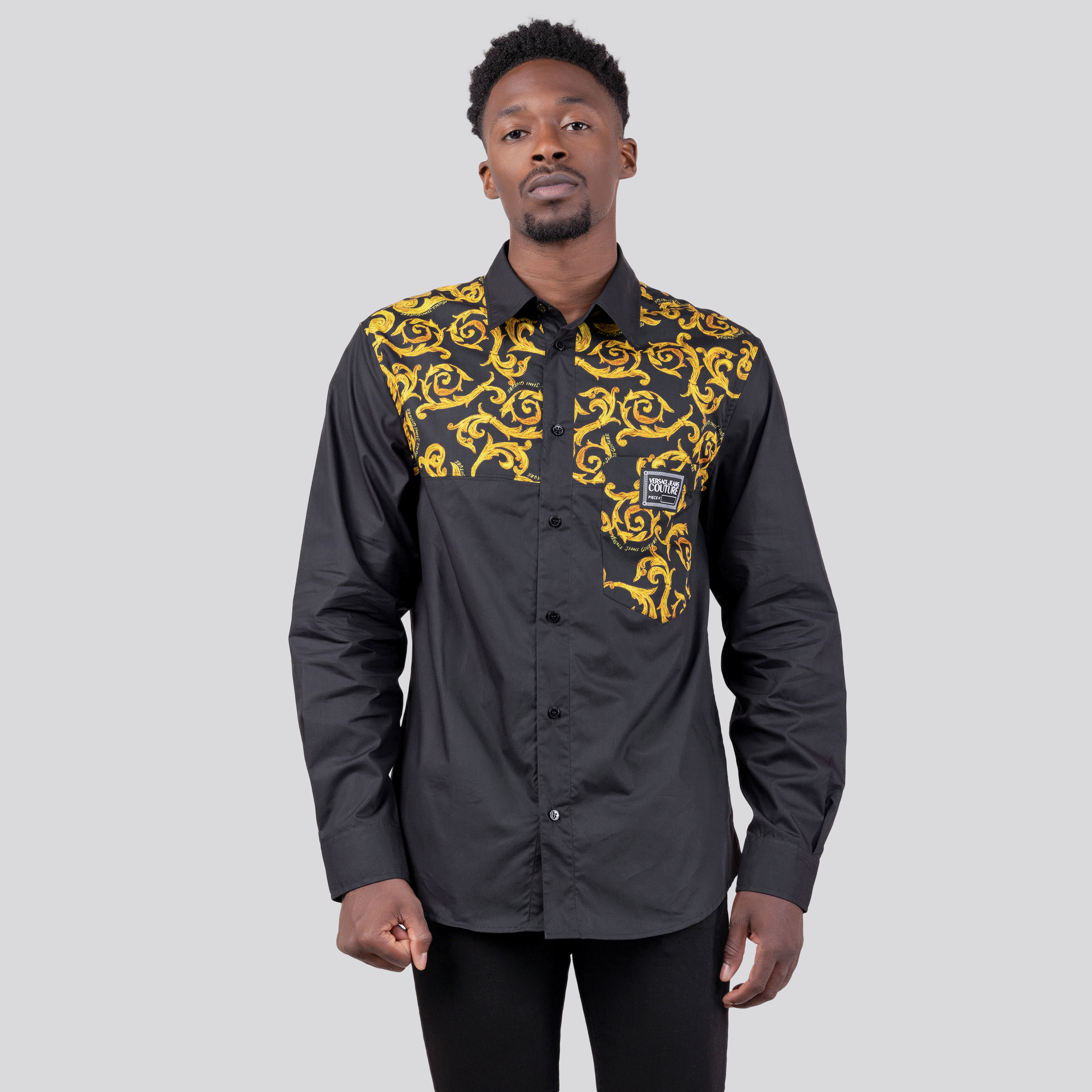 Camisa Negra Versace Couture Baroque