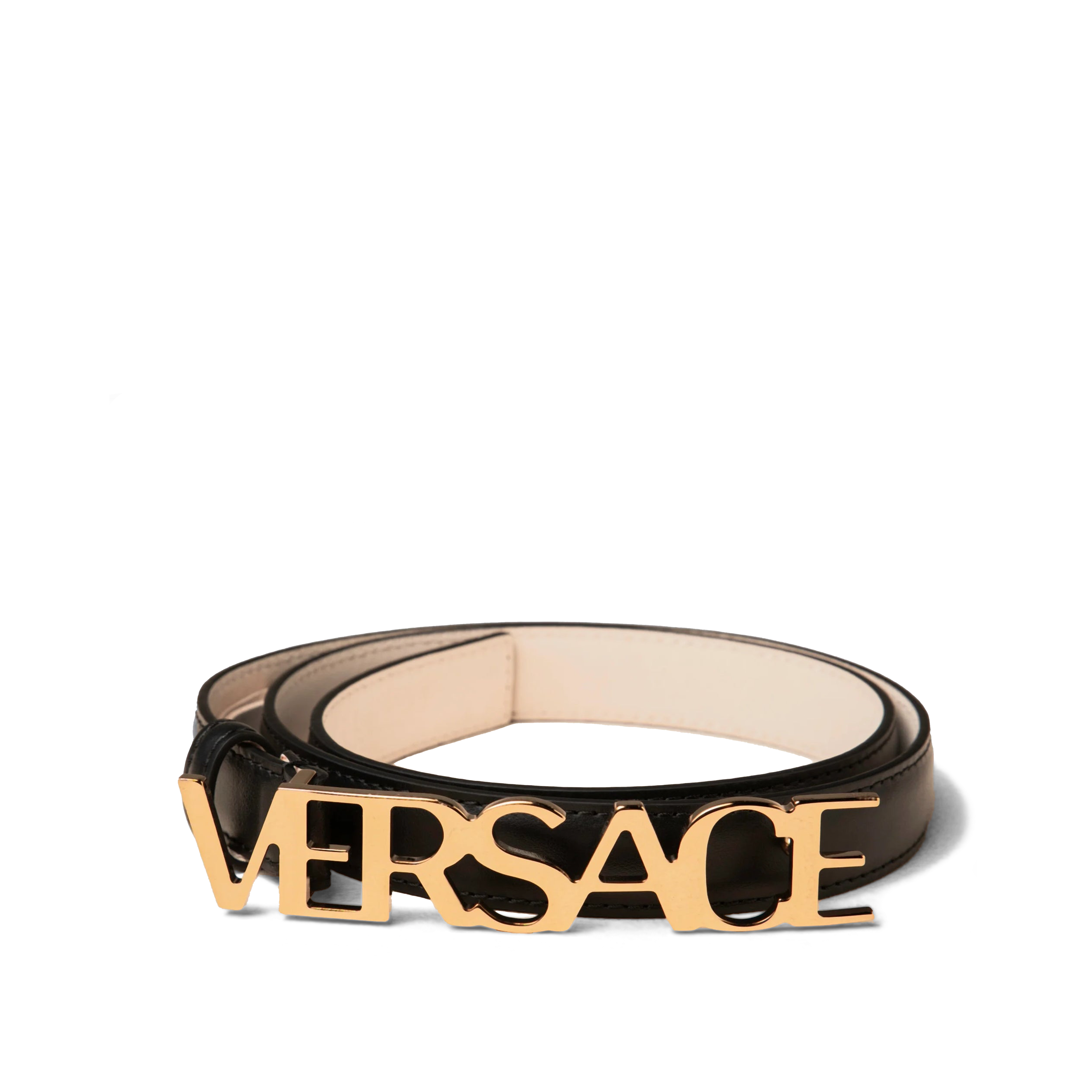 Cinturón Negro Logo Versace Dorado