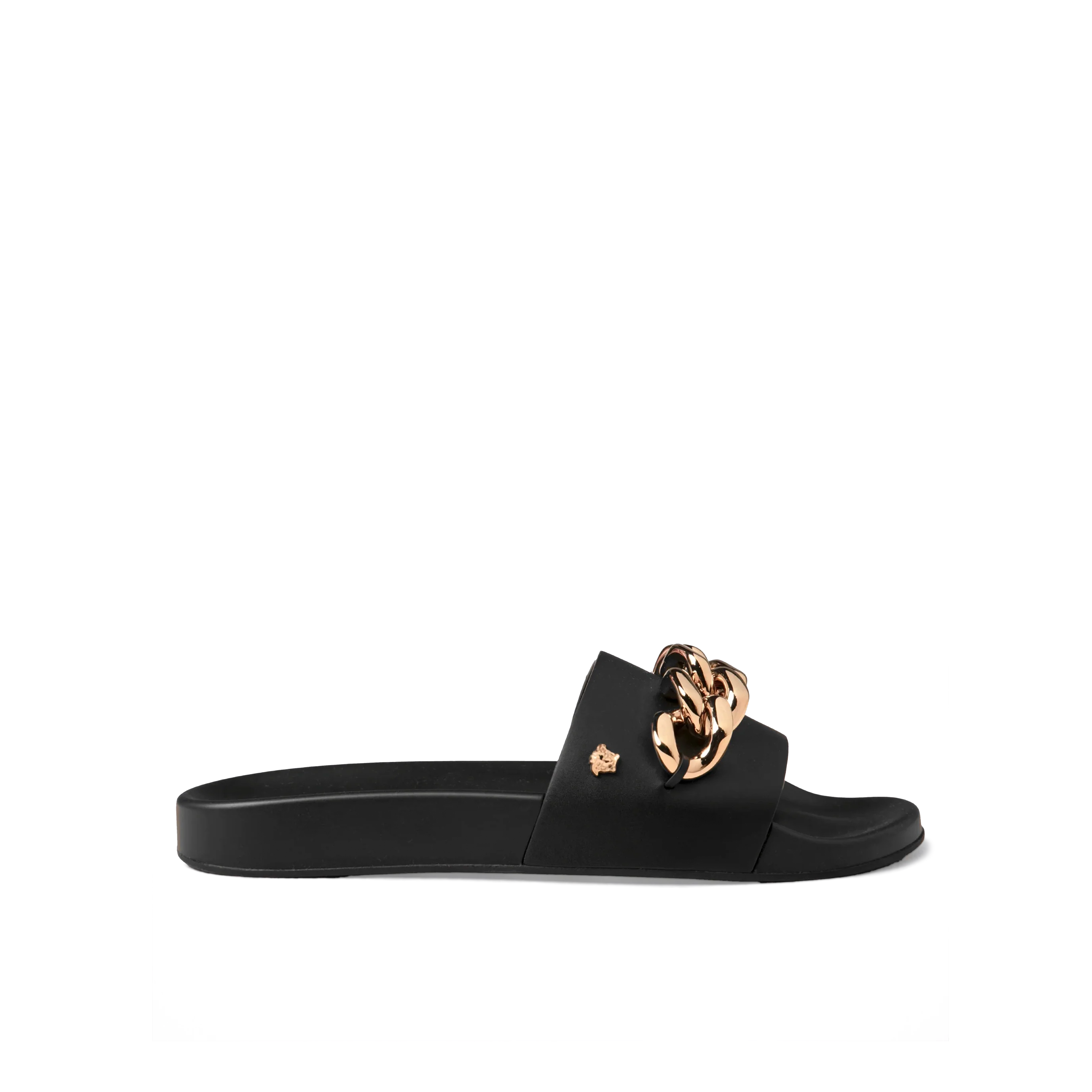 Sandalias Negras Versace Medusa Chain