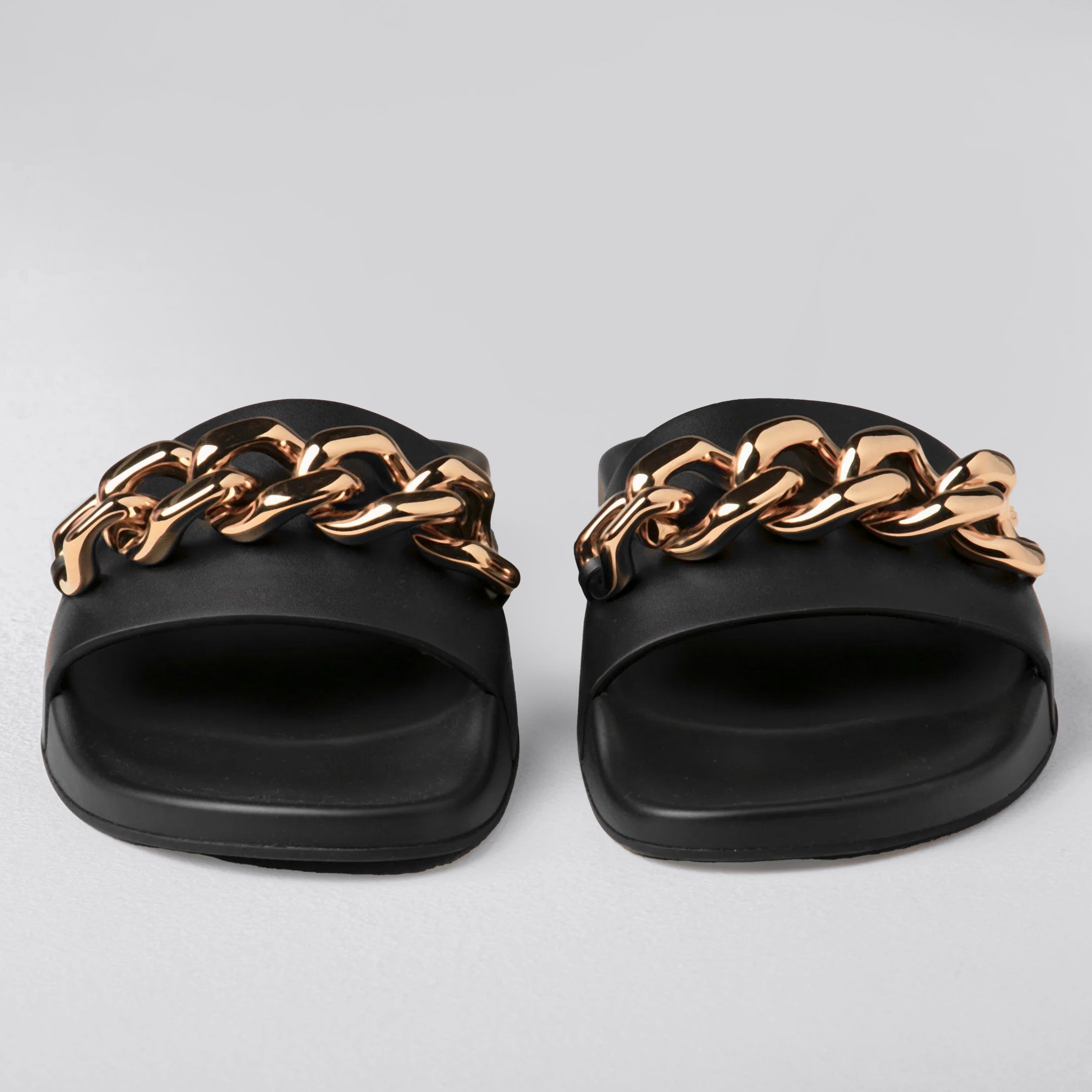 Sandalias Negras Versace Medusa Chain